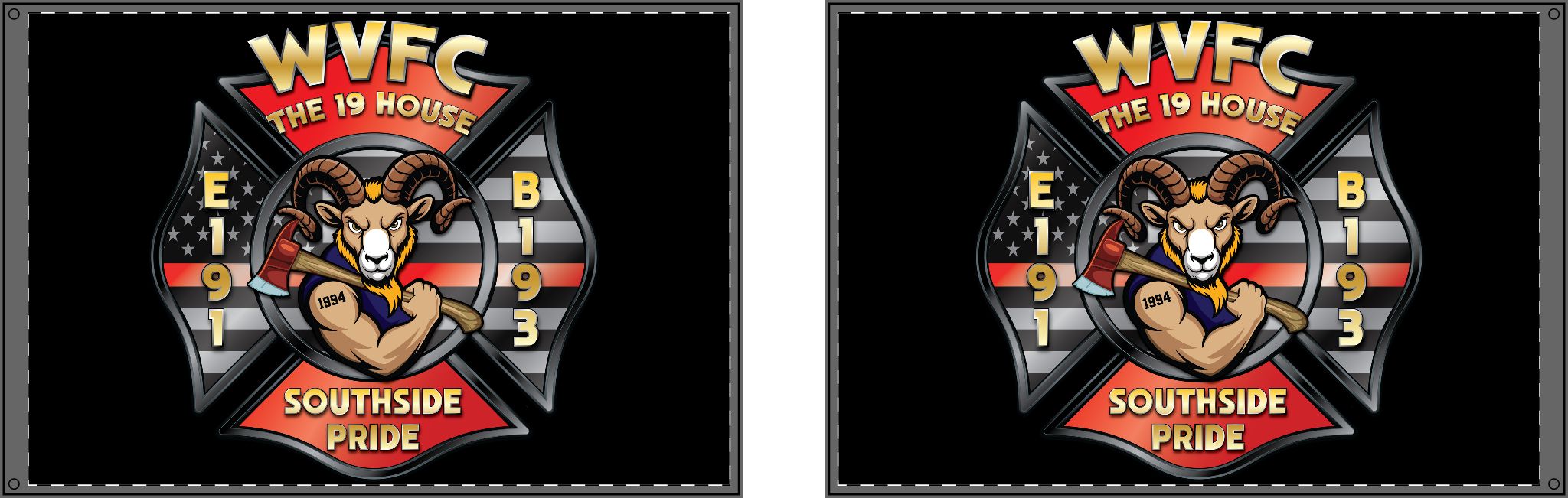 WVFC Goat - Black Double Sided Flag