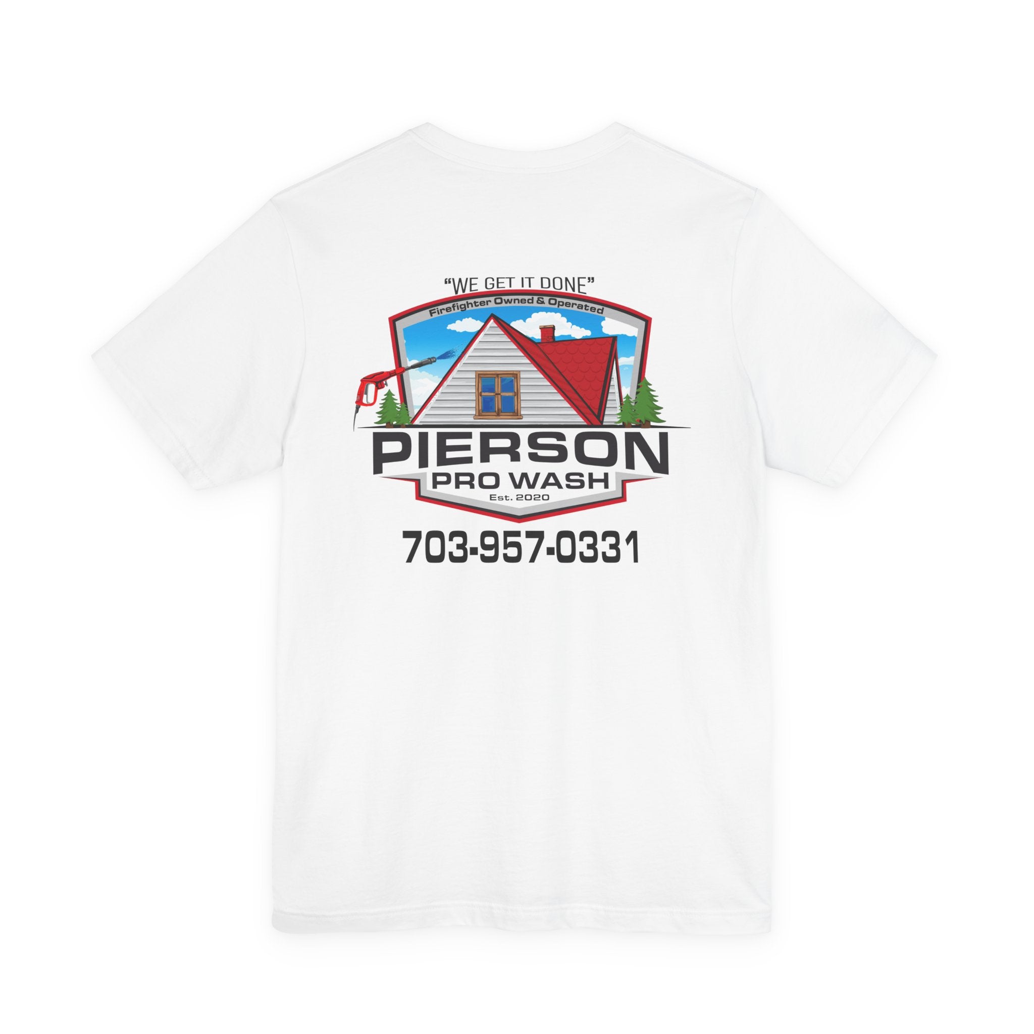 Pierson Pro Wash White Shirt Logo - Bella+Canvas Soft Unisex Tee