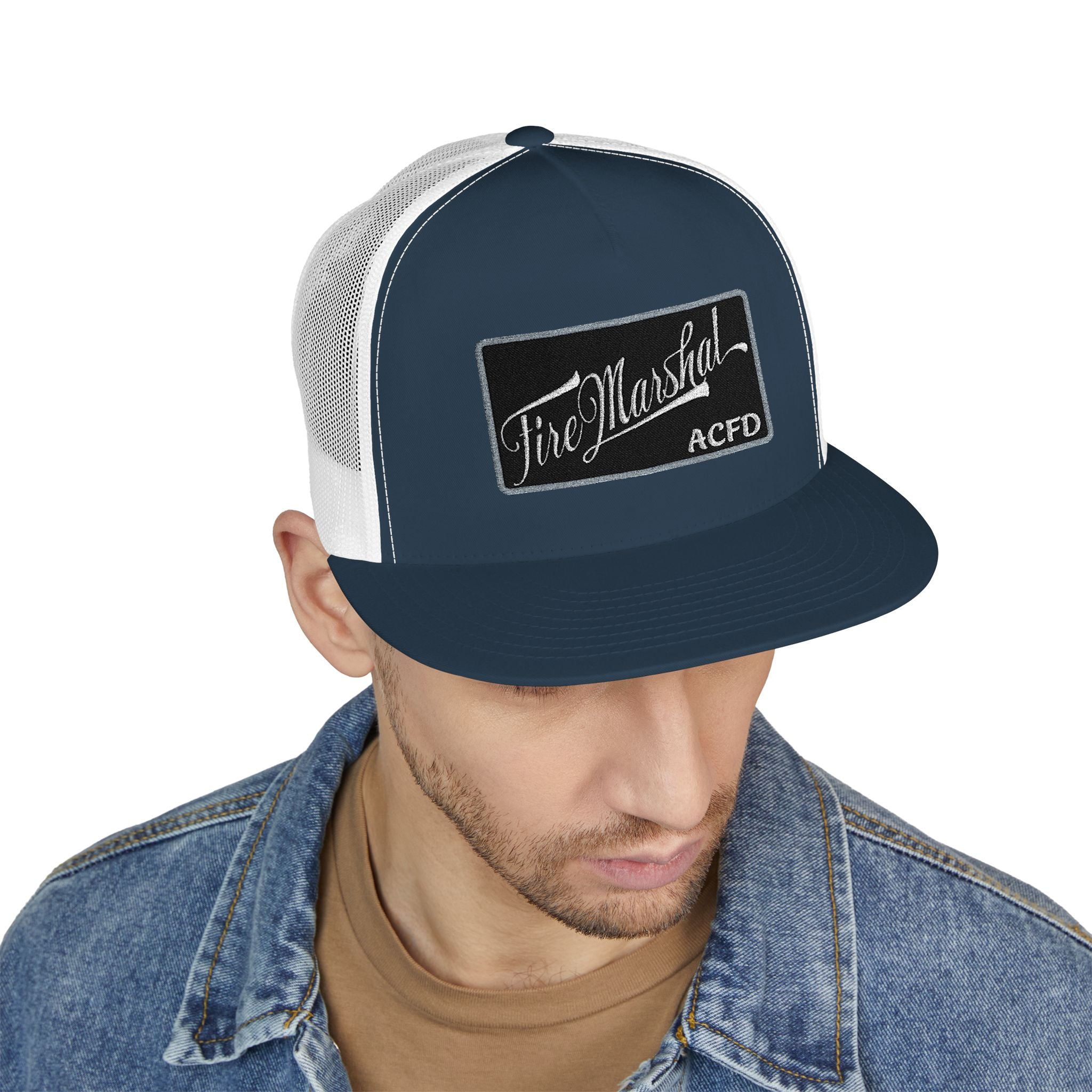 Arlington Fire Marshal Written - 5 Panel Trucker Cap (Embroidery)