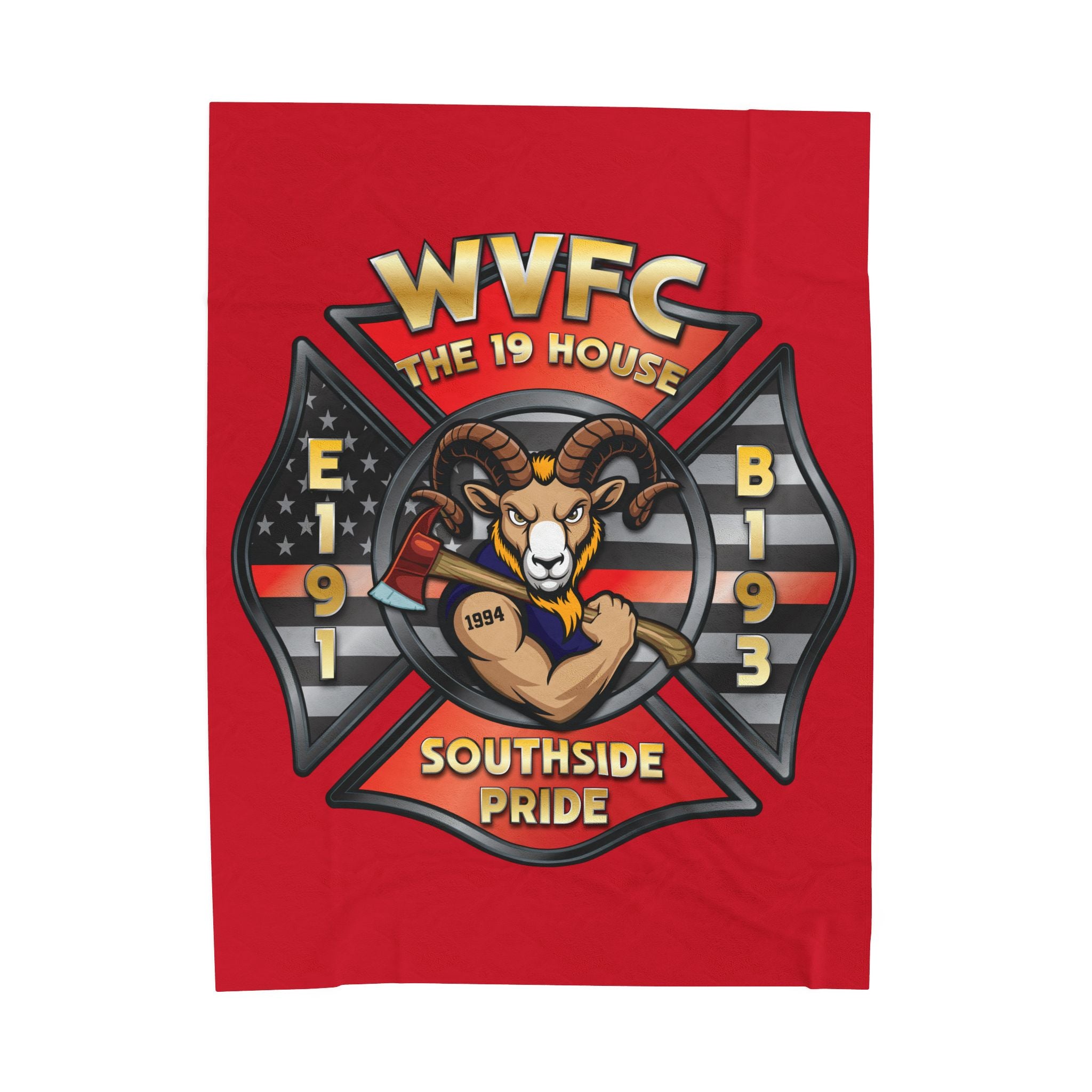 CWVFC Goat Logo 1 - Red Velveteen Plush Blanket