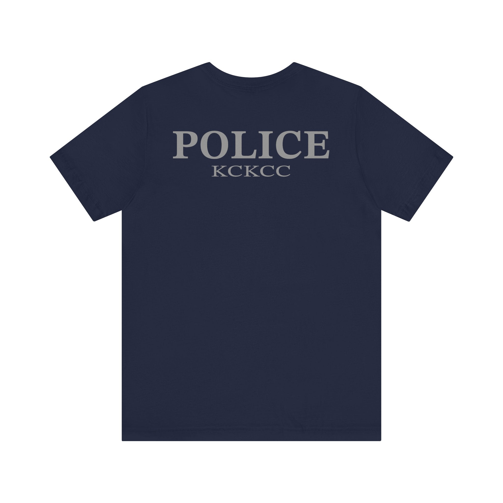 KCKCC Police Patch Black & White Grey Back - Unisex Jersey Short Sleeve Tee