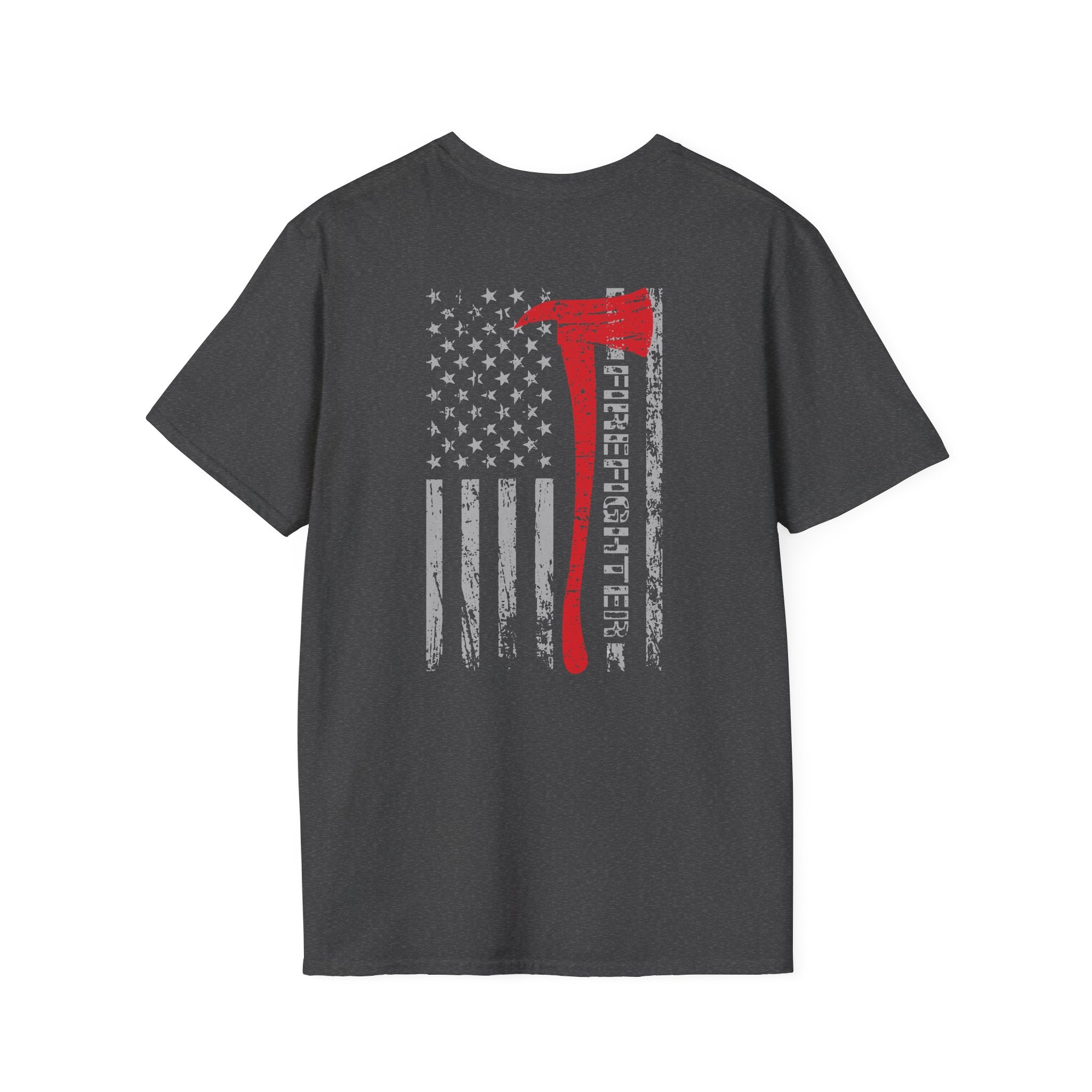 Firefighter US Flag - Unisex Softstyle T-Shirt