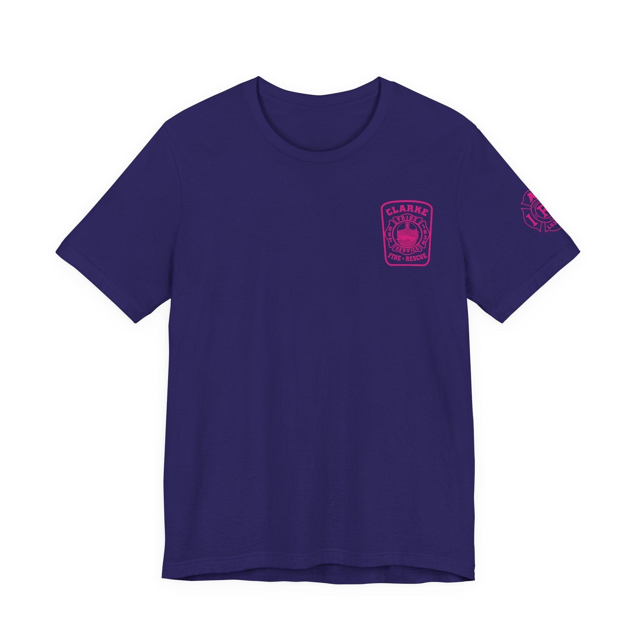 Clarke County Patch Fire Breast Cancer Dark Shirt (Portion of Proceeds go to Local 5304) - Bella+Canvas Soft Jersey Cotton Unisex Tee
