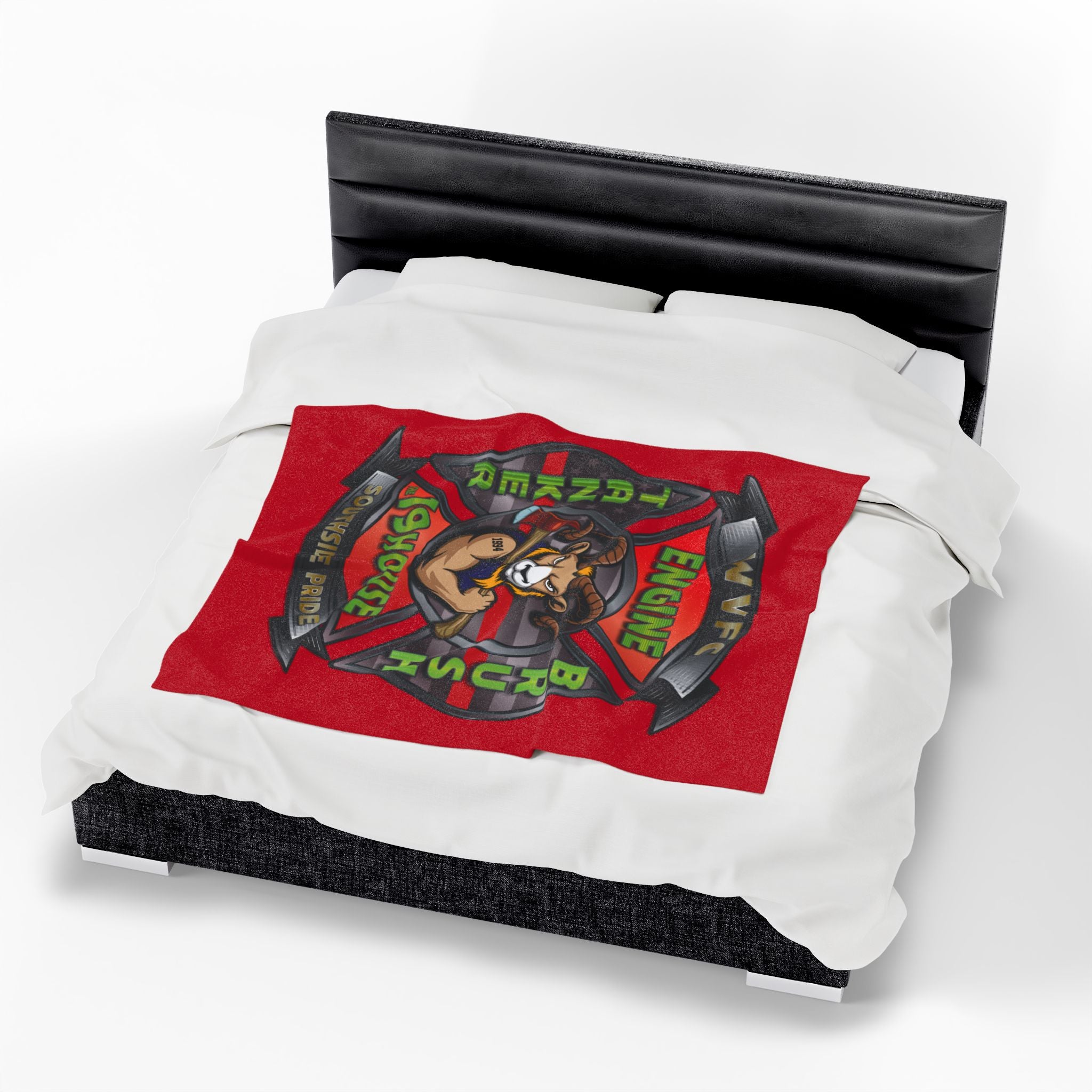 WVFC Goat Logo 2 -Red Velveteen Plush Blanket