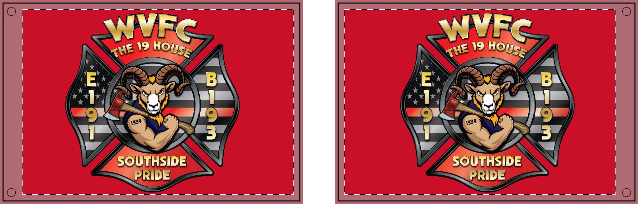 WVFC Goat - Red Double Sided Flag