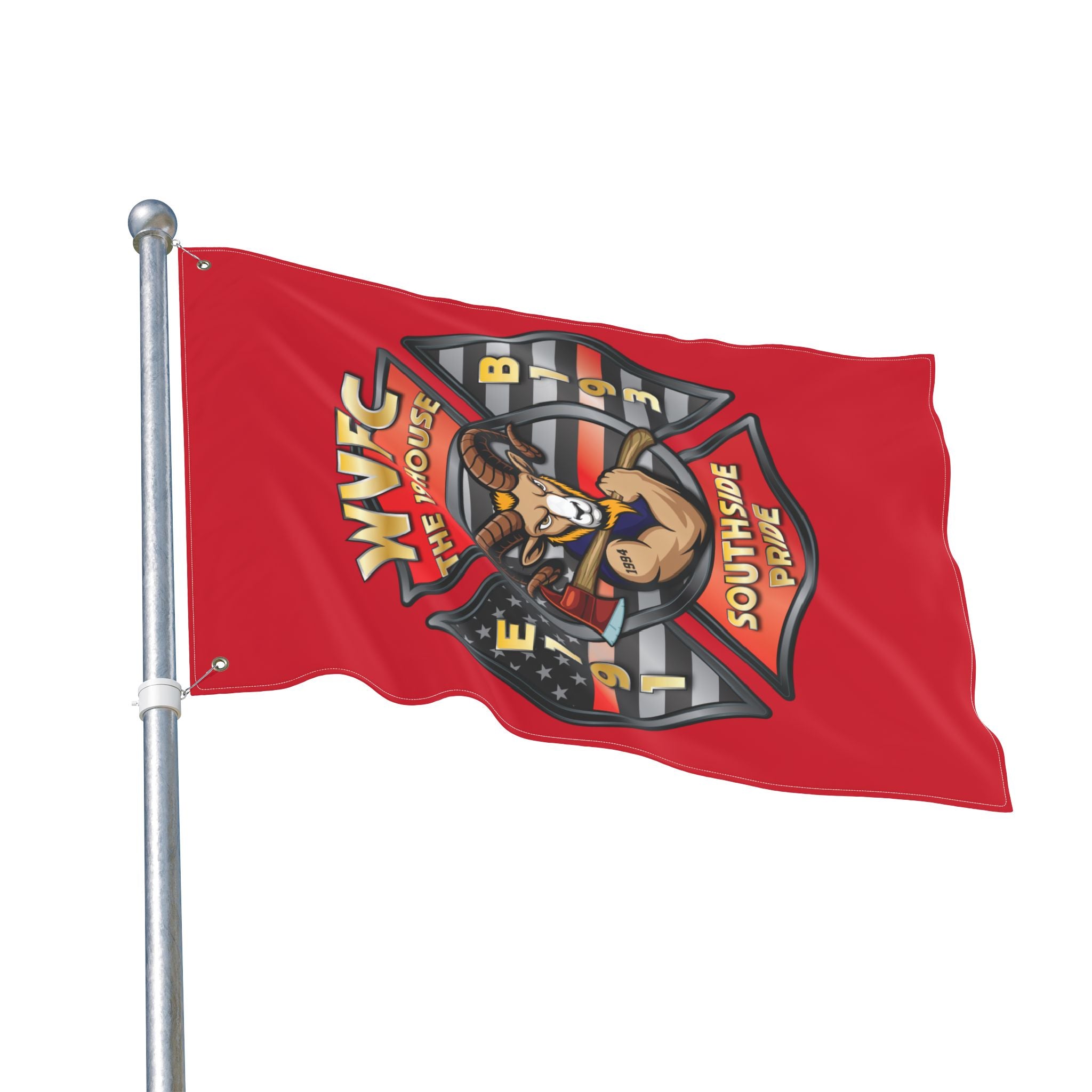 WVFC Goat Vertical - Red Double Sided Flag