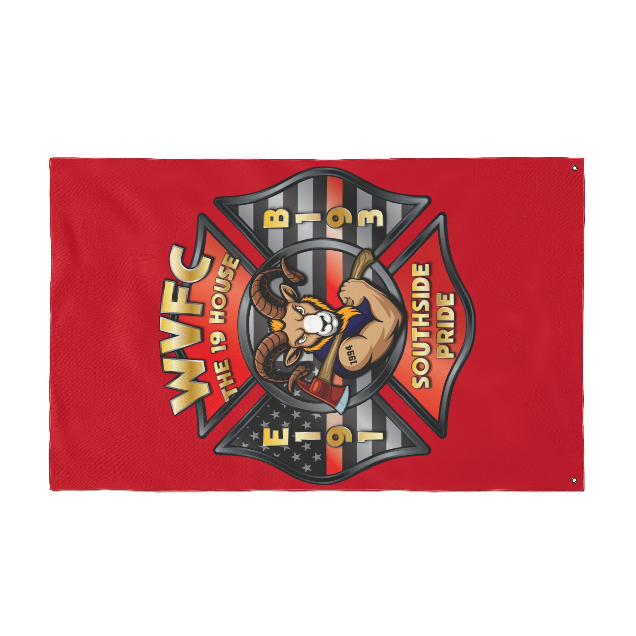 WVFC Goat Vertical - Red Double Sided Flag