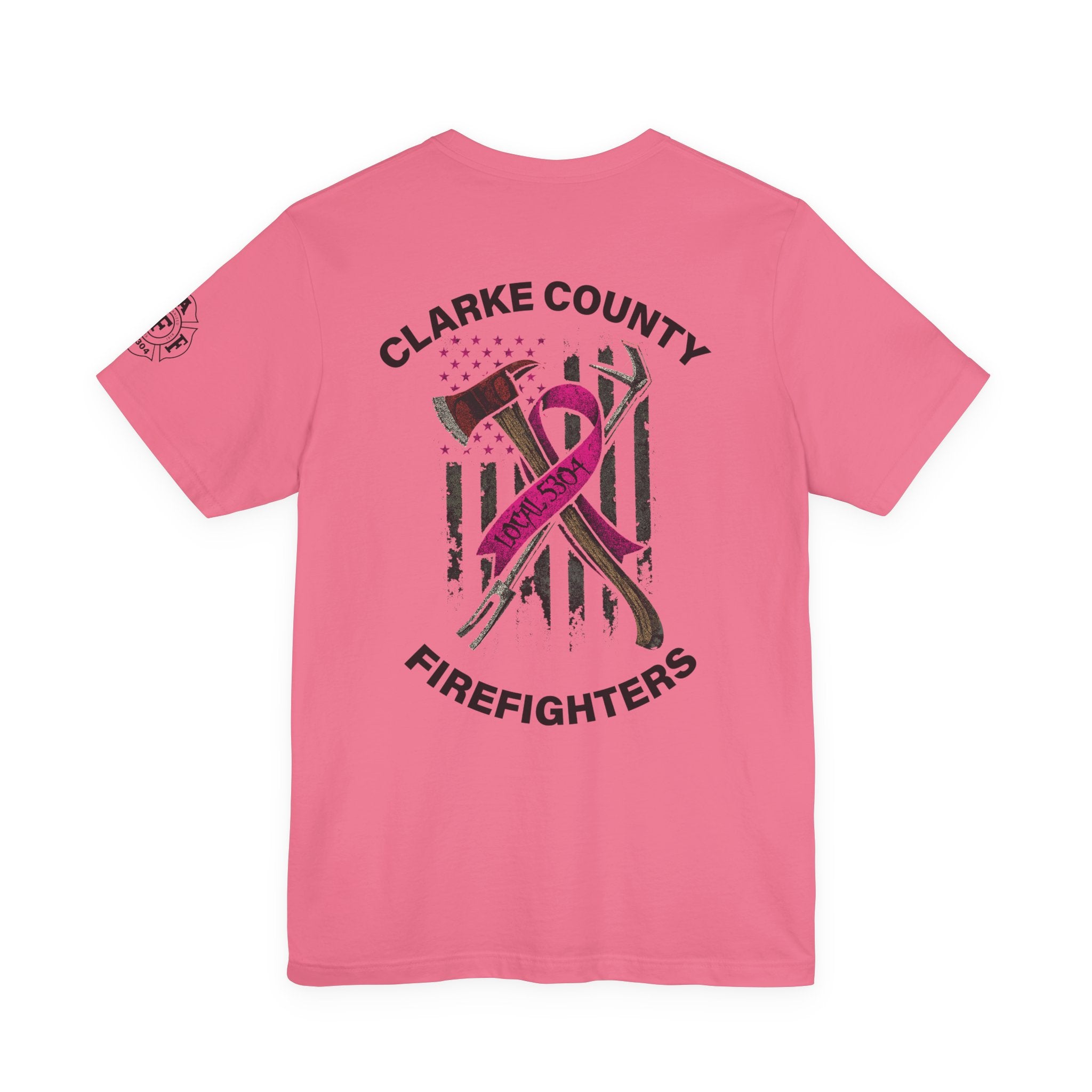 Clarke County Patch Fire Breast Cancer (Portion of Proceeds go to Local 5304) - Bella+Canvas Soft Jersey Cotton Unisex Tee