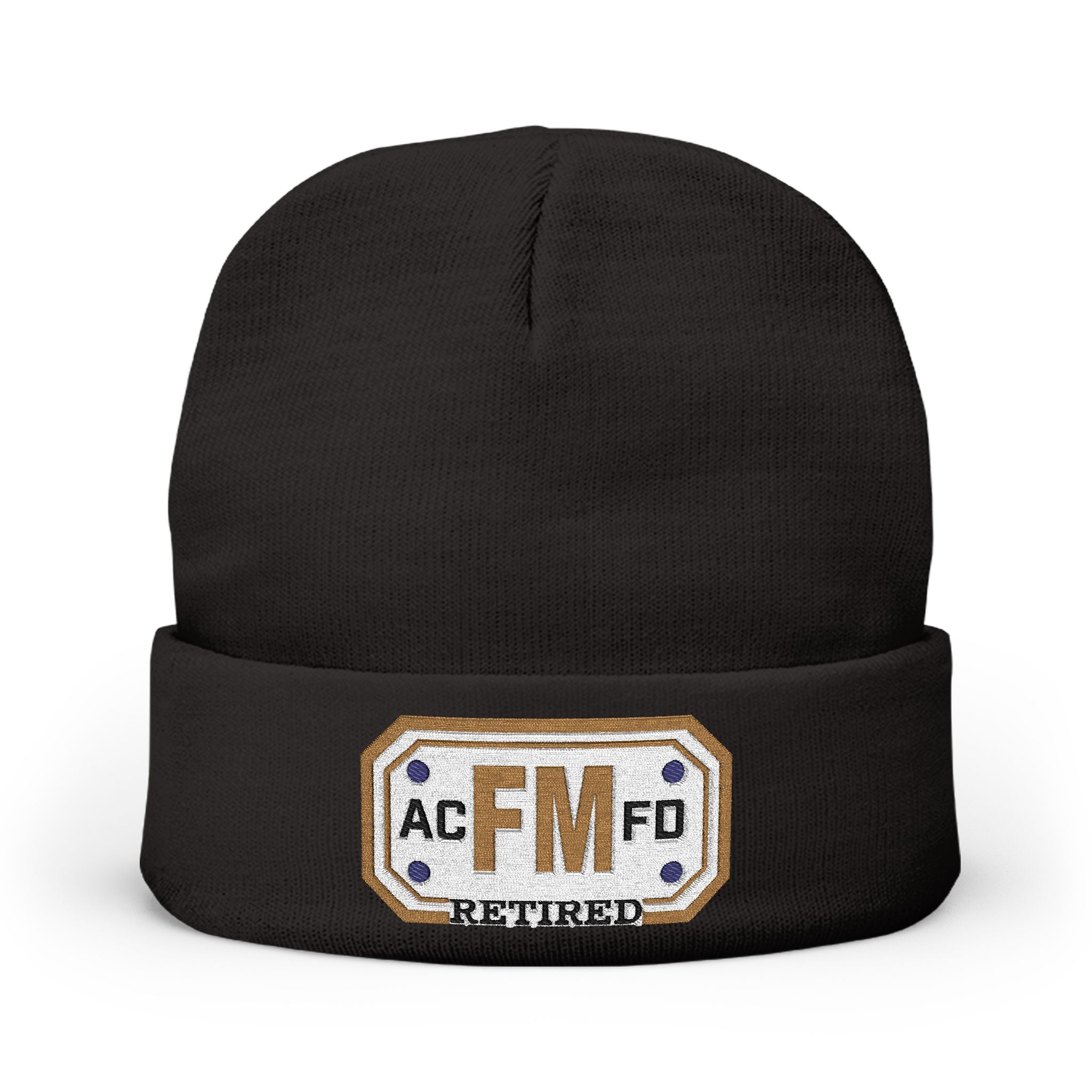Retired Arlington Fire Marshal Gold - Knit Beanie (Embroidery)