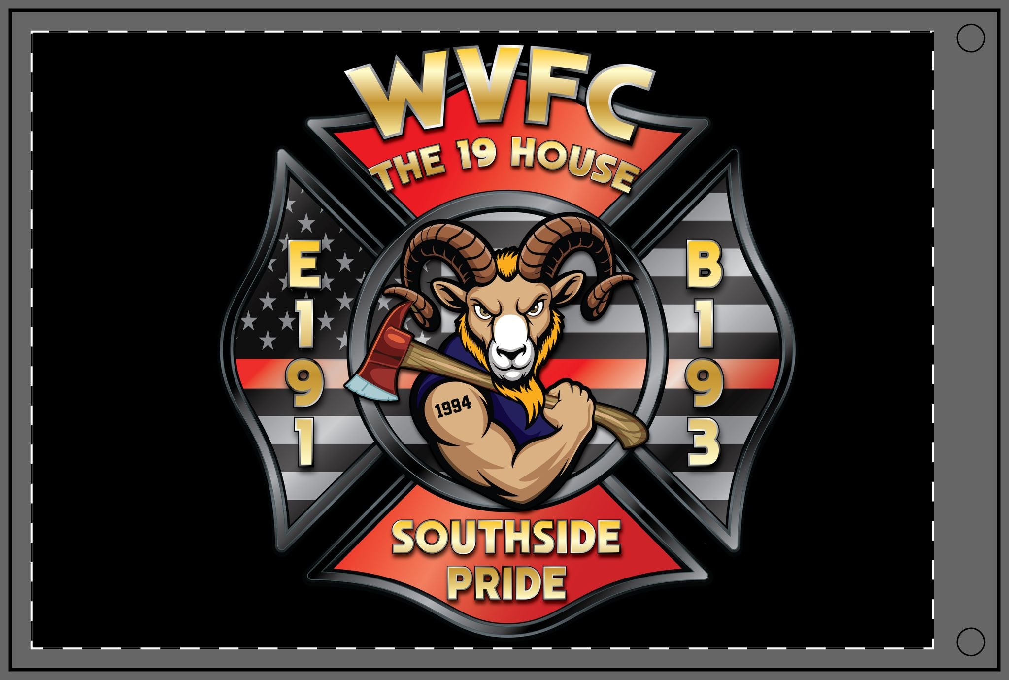 WVFC Goat - Black Double Sided Flag