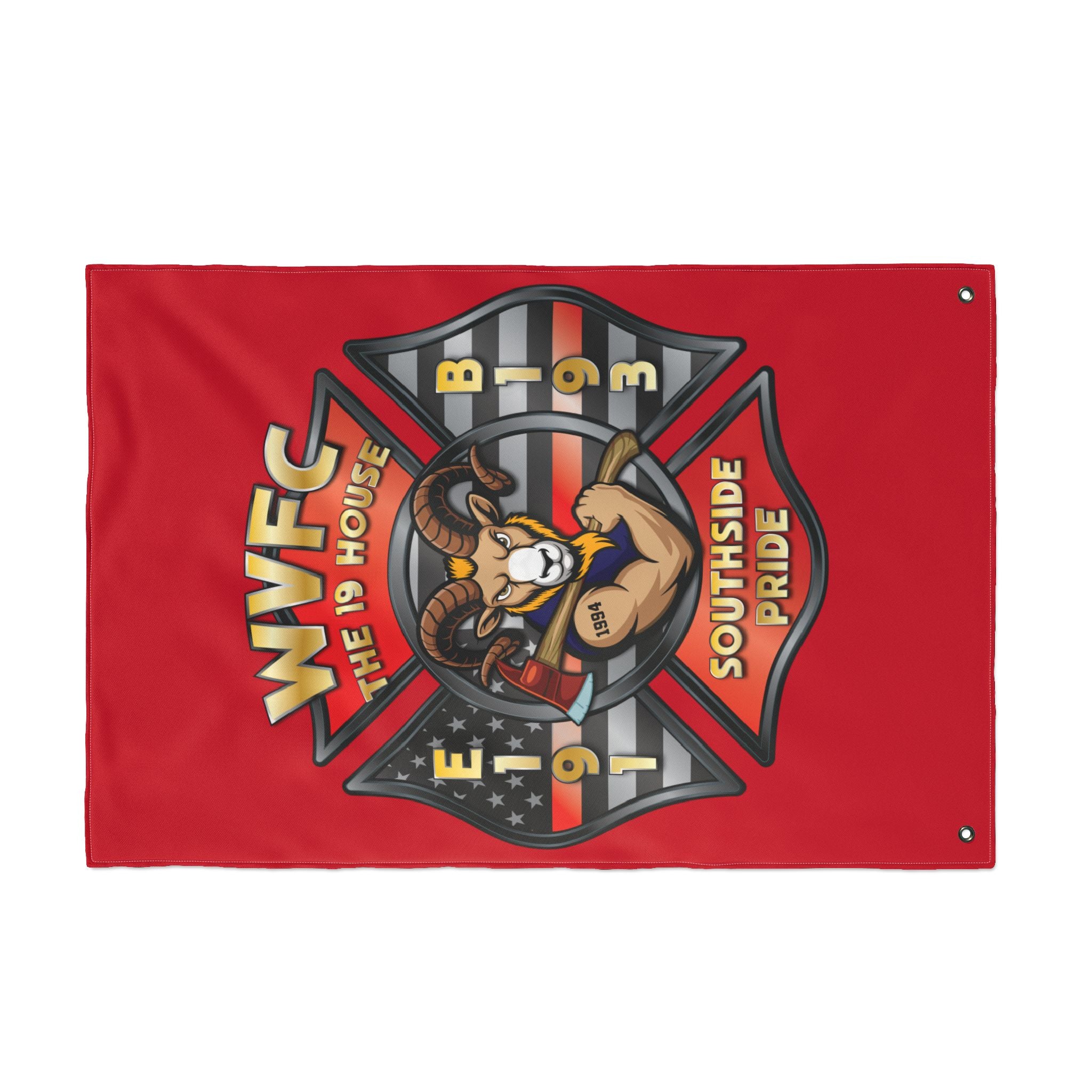 WVFC Goat Vertical - Red Double Sided Flag