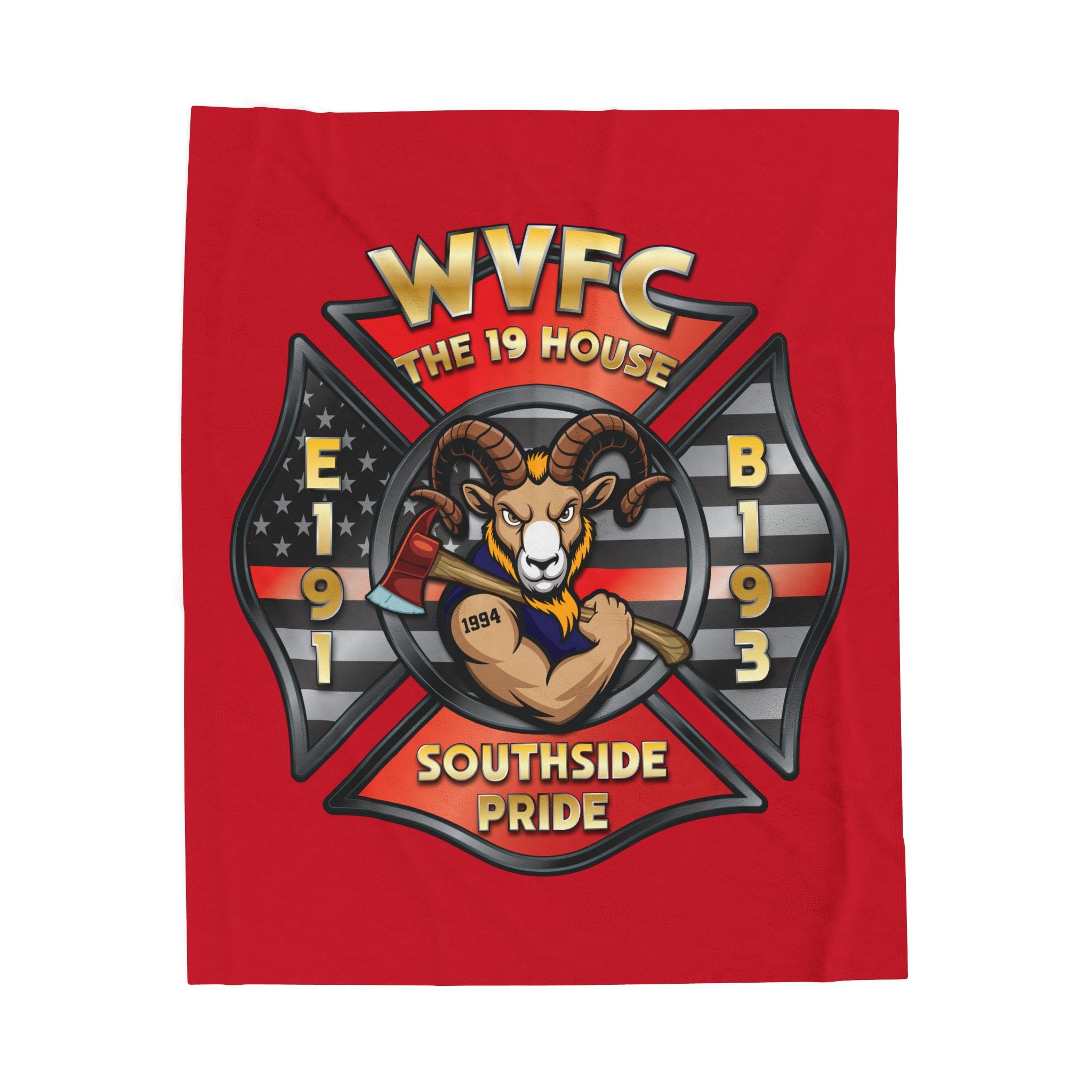 CWVFC Goat Logo 1 - Red Velveteen Plush Blanket