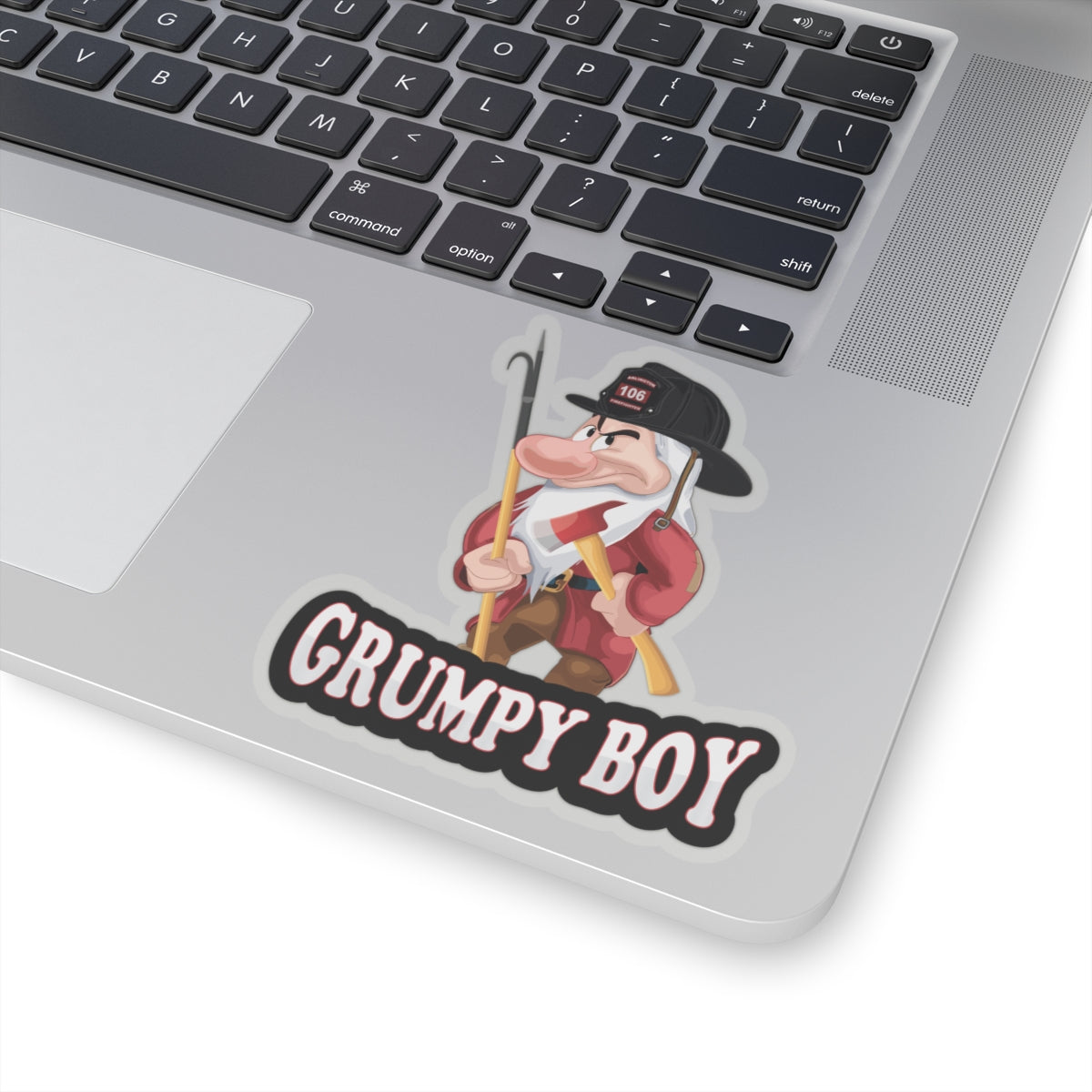 Grumpy Boy Firefighter Kiss-Cut Stickers