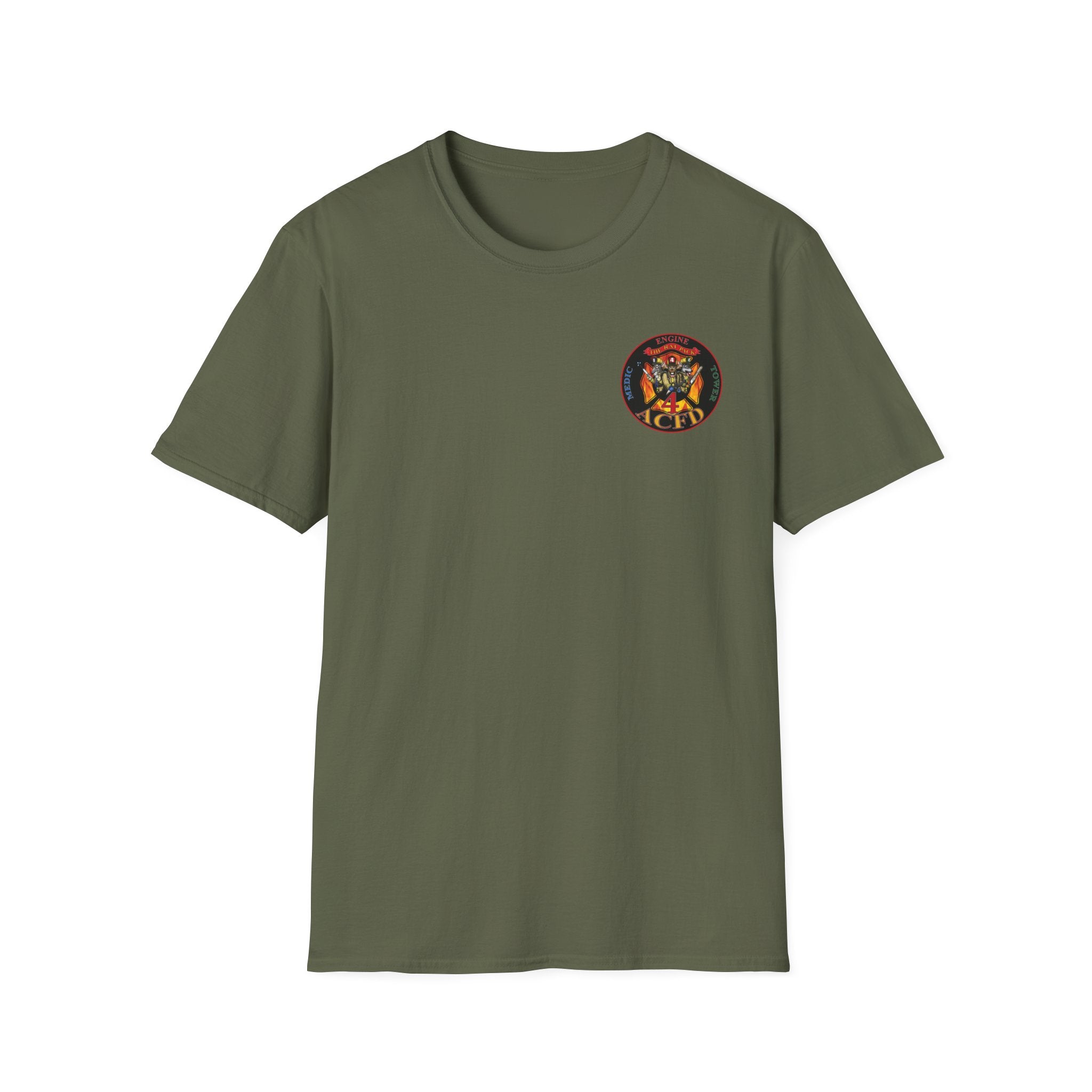 Station 4 RatPack front / acfd clover back - Gildan Soft Cotton Softstyle T-Shirt