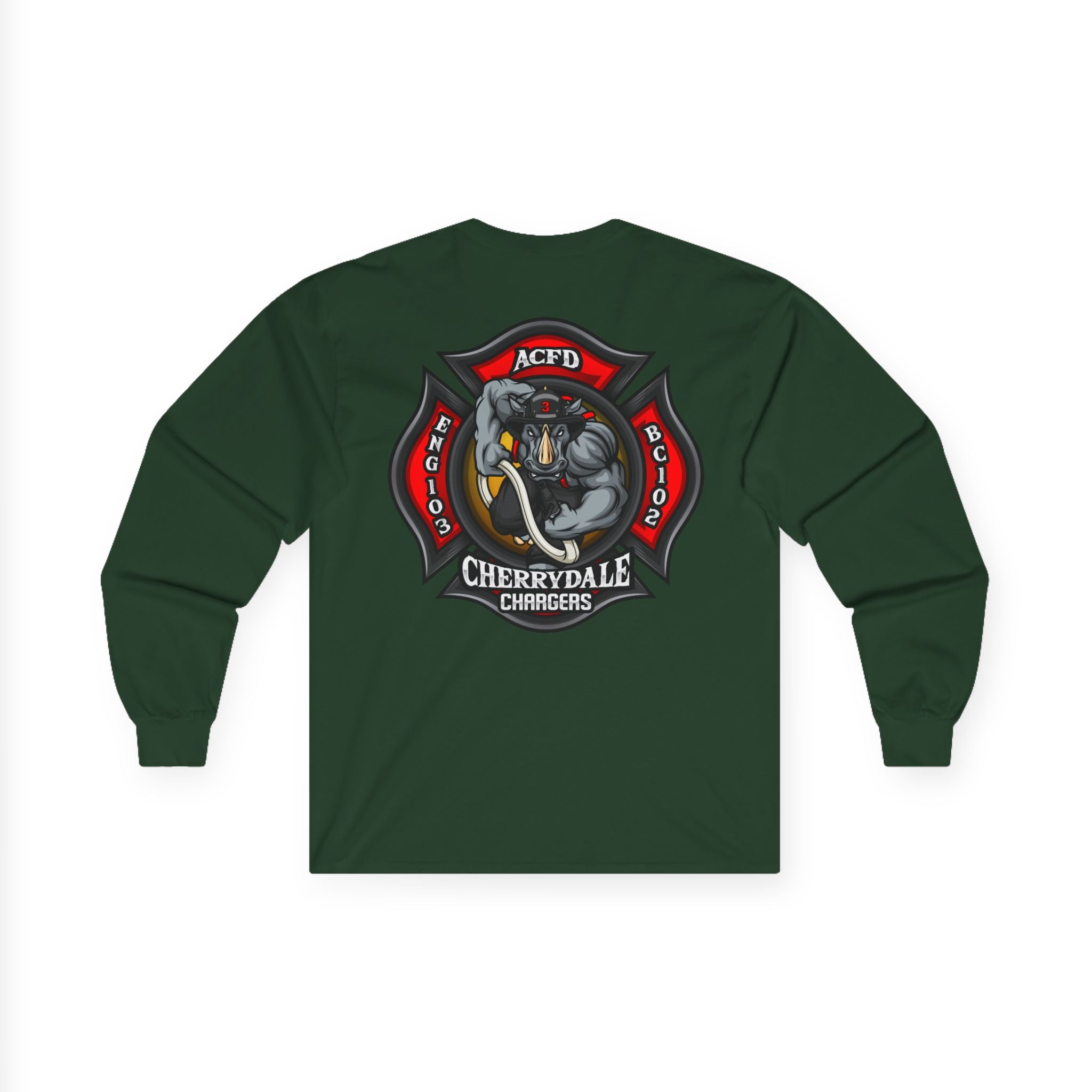 Arlington Station 3 Rhino front/back - Unisex Ultra Cotton Gildan Long Sleeve Tee