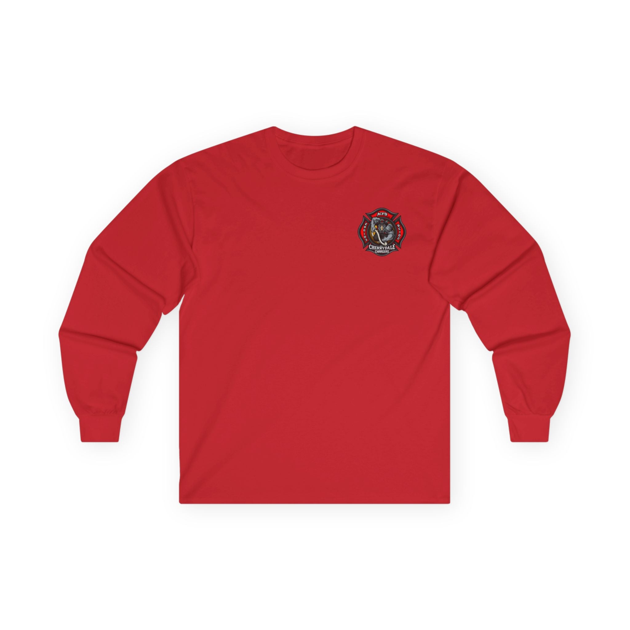Arlington Station 3 Rhino front/ACFD FF back - Unisex Ultra Cotton Gildan Long Sleeve Tee