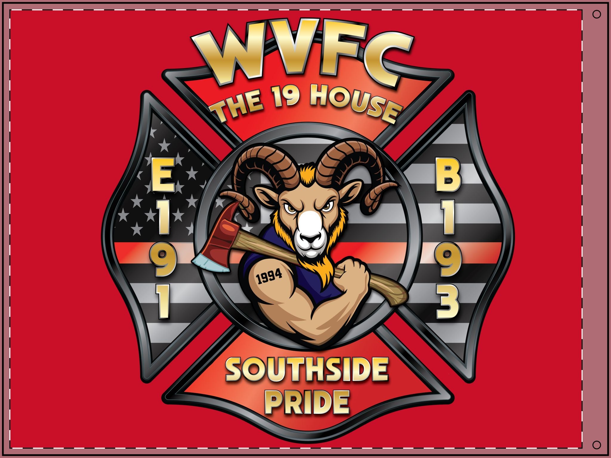 WVFC Goat - Red Double Sided Flag