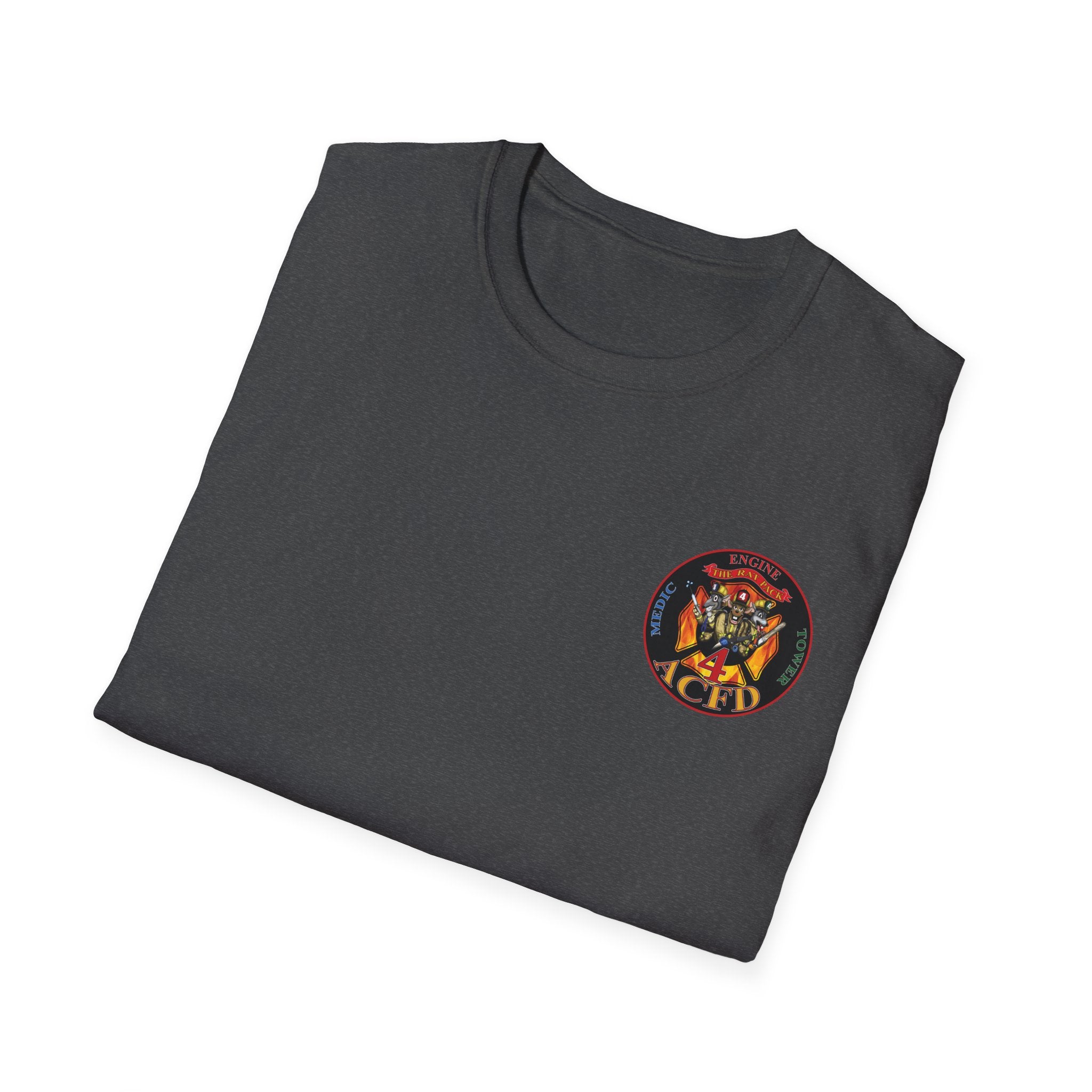 Station 4 RatPack front / acfd clover back - Gildan Soft Cotton Softstyle T-Shirt