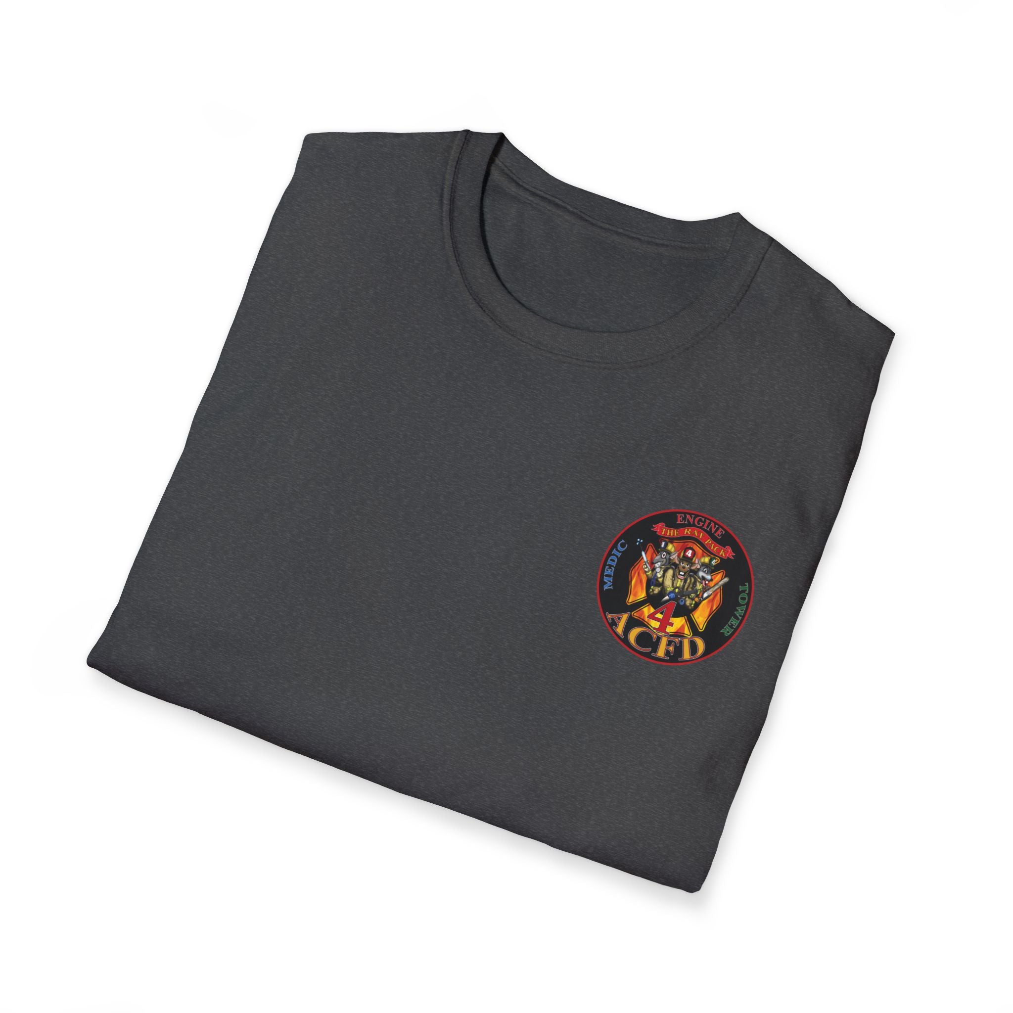 Station 4 RatPack front / acfd clover back - Gildan Soft Cotton Softstyle T-Shirt