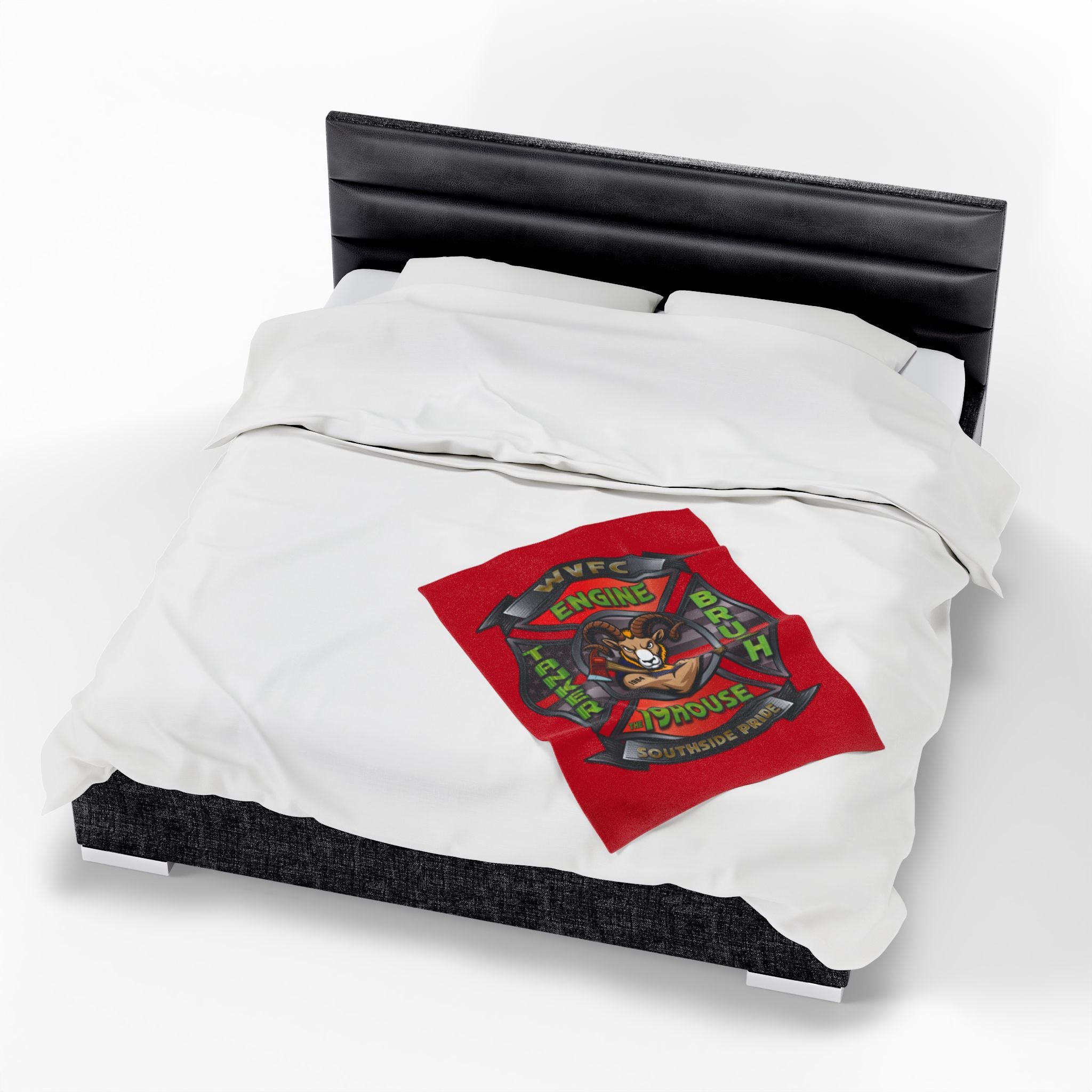 WVFC Goat Logo 2 -Red Velveteen Plush Blanket