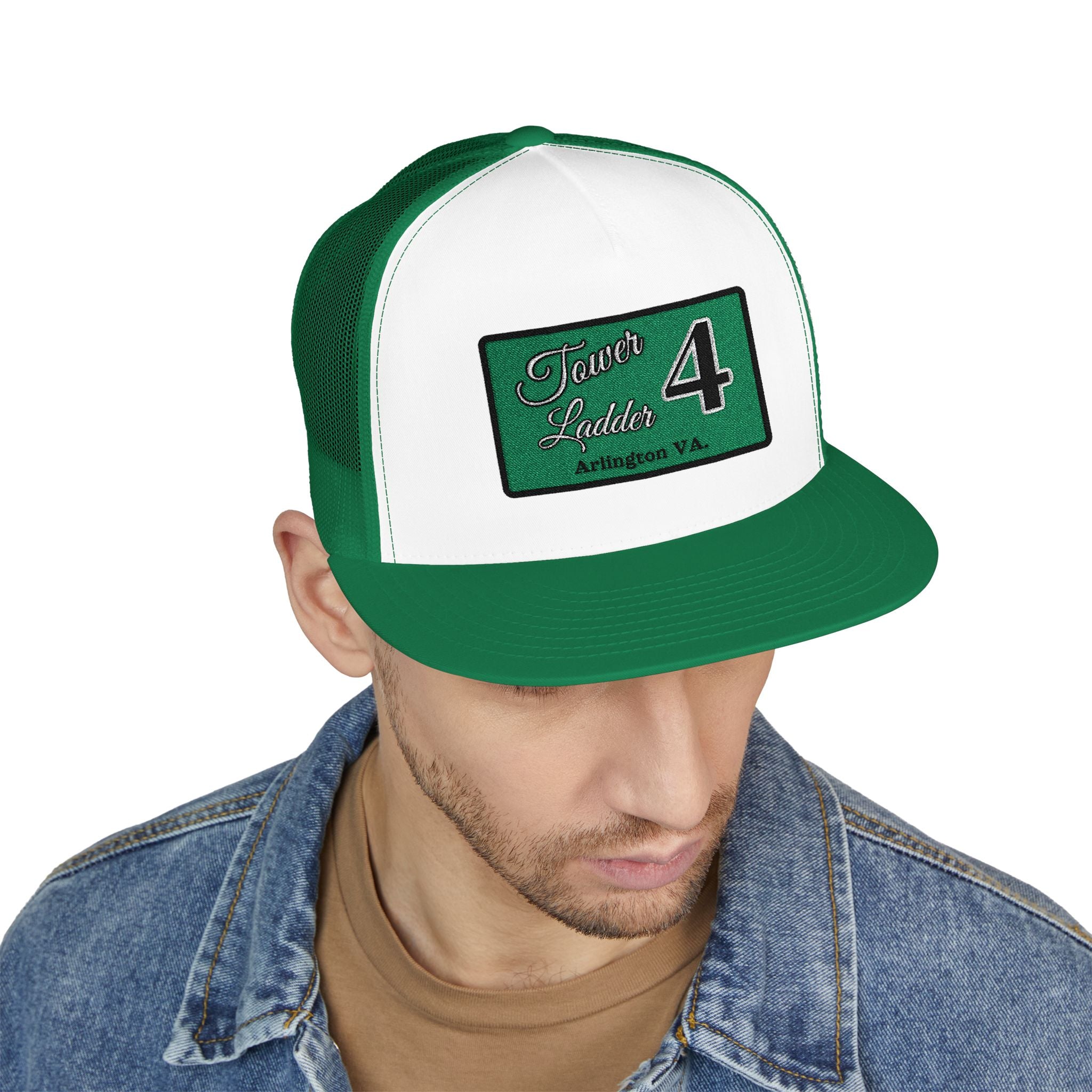 Arlington Tower Ladder 4 Black border - 5 Panel Trucker Cap (Embroidery)