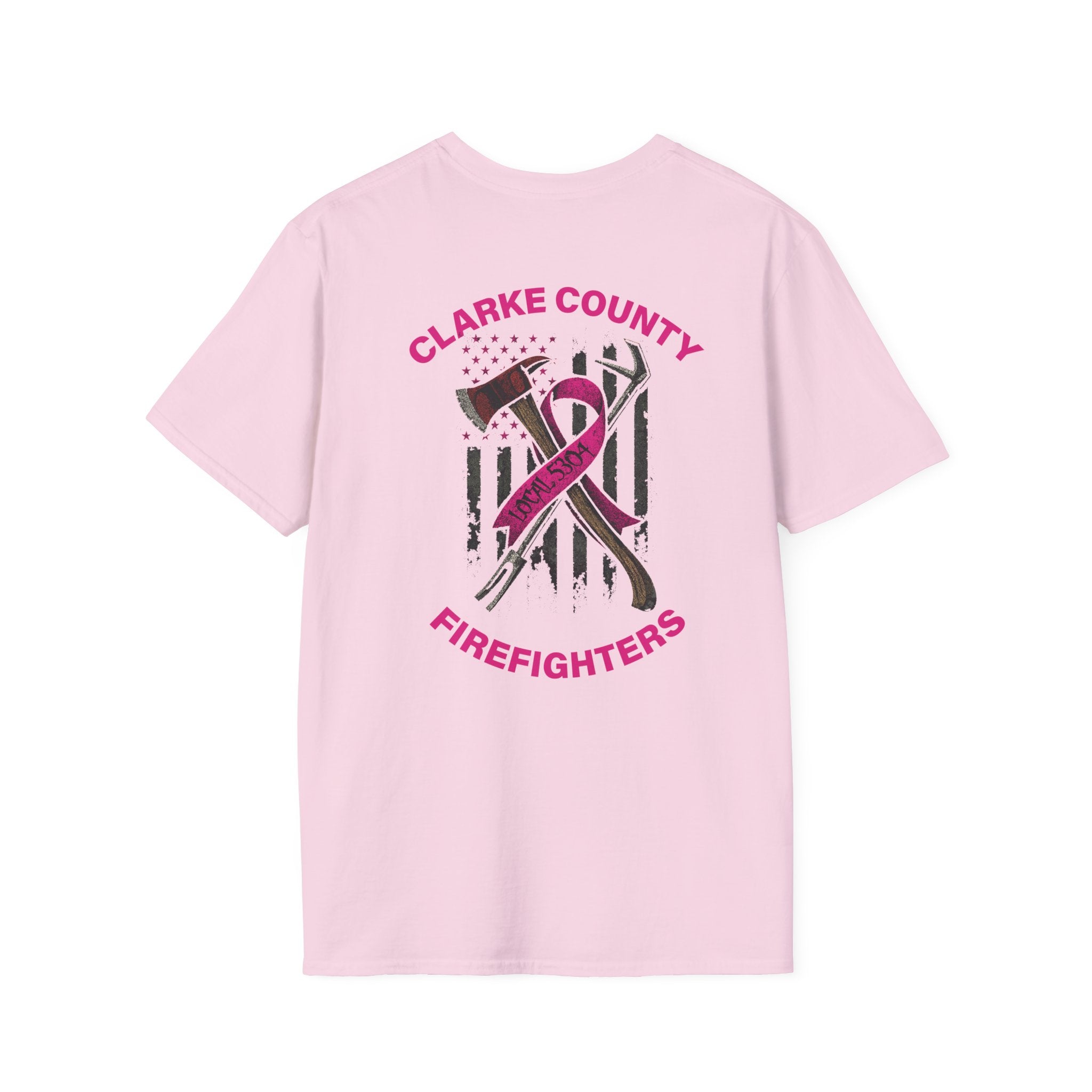Clarke County Fire Breast Cancer (Portion of Proceeds go to Local 5304) - Gildan Soft Cotton Softstyle T-Shirt