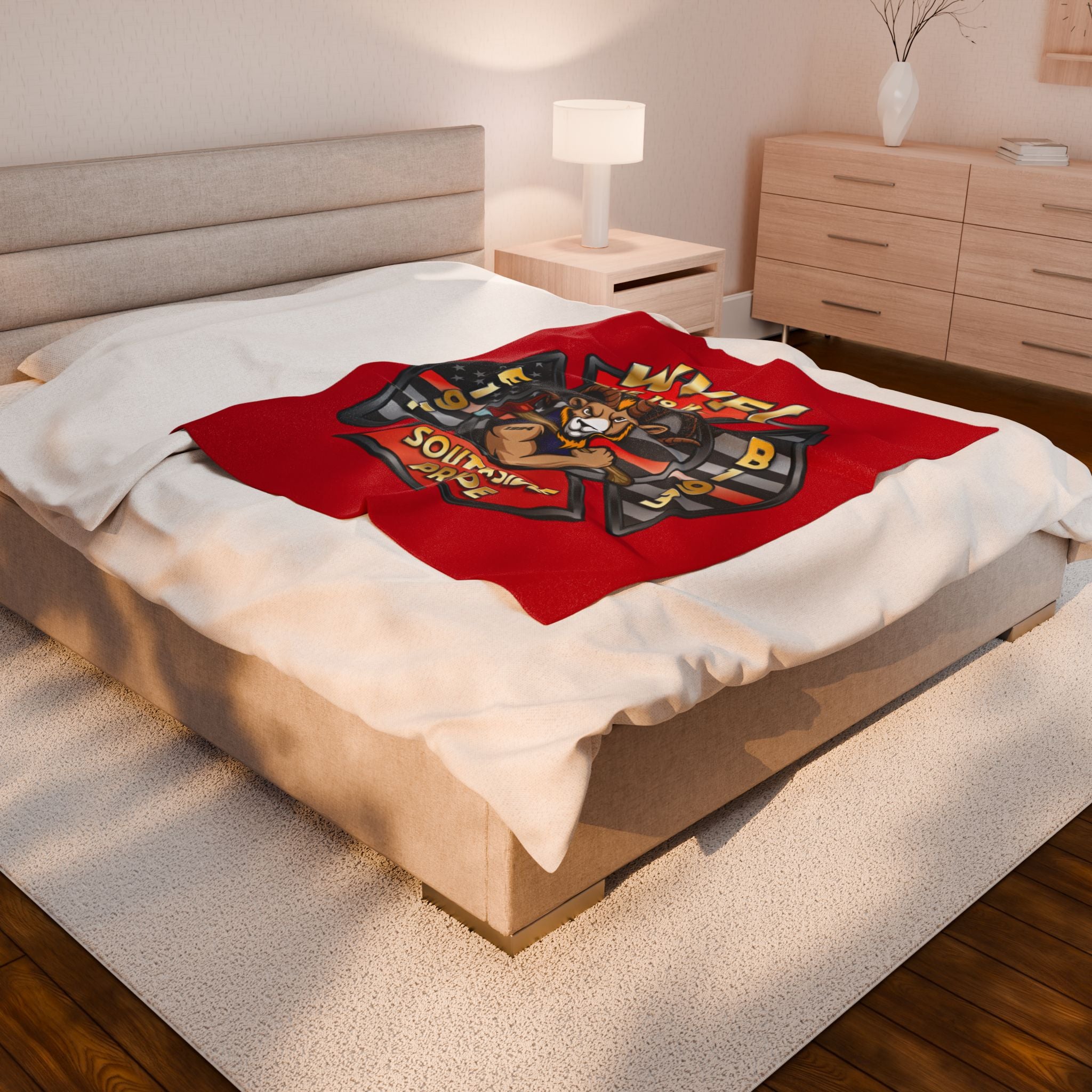 CWVFC Goat Logo 1 - Red Velveteen Plush Blanket