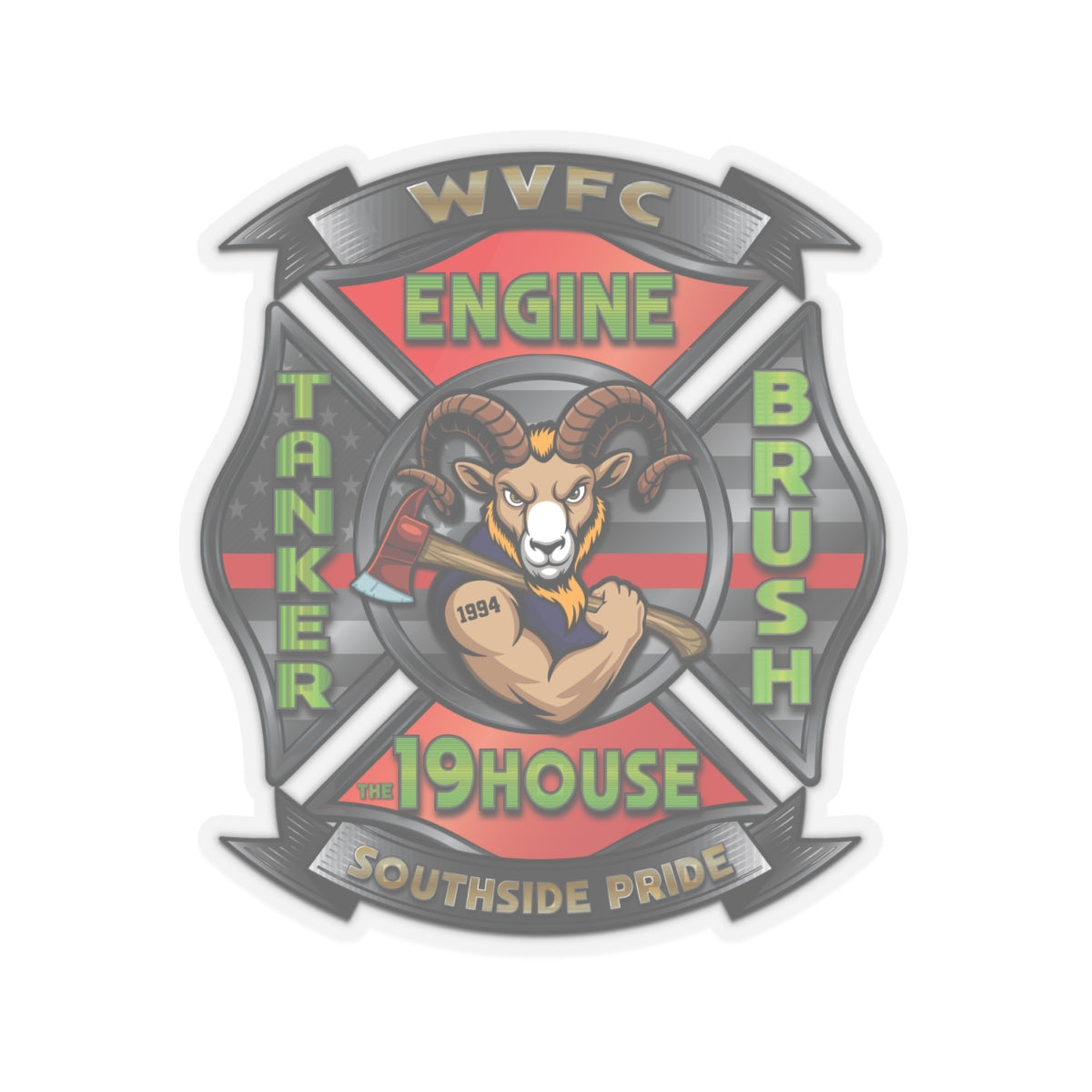 WVFC Goat Logo 2 - Kiss-Cut Stickers