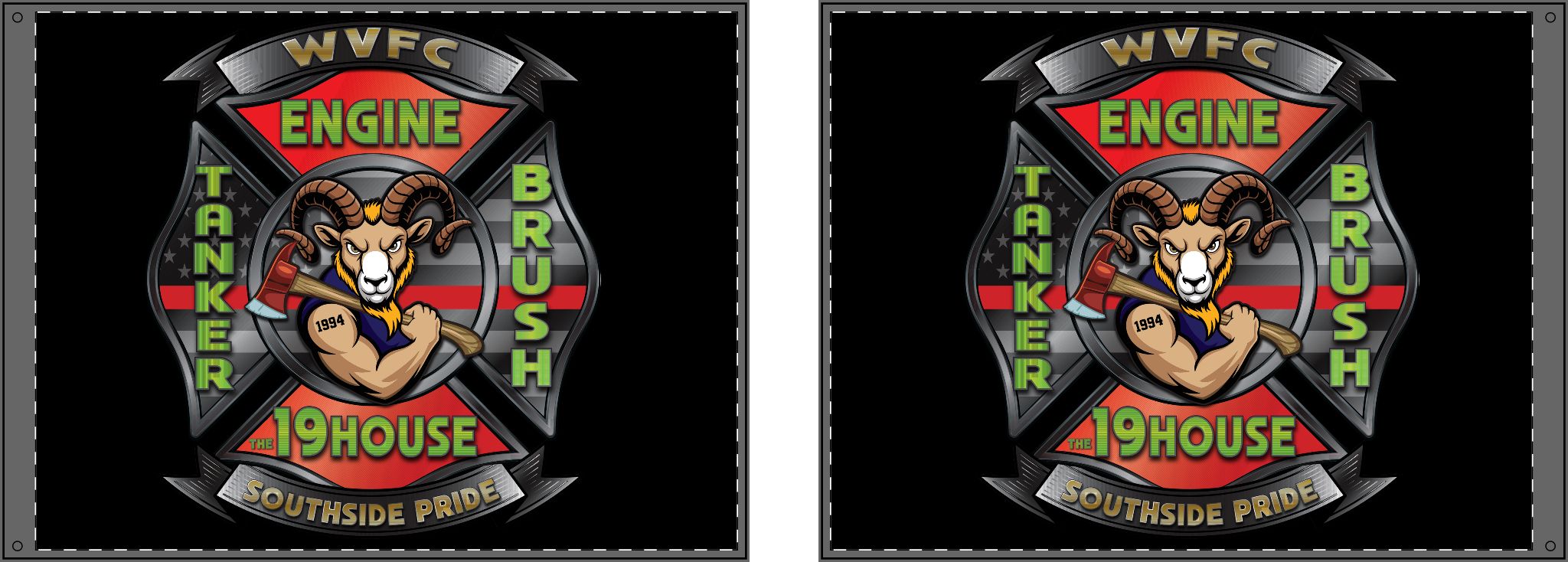 WVFC Goat Logo 2 - Black Double Sided Flag