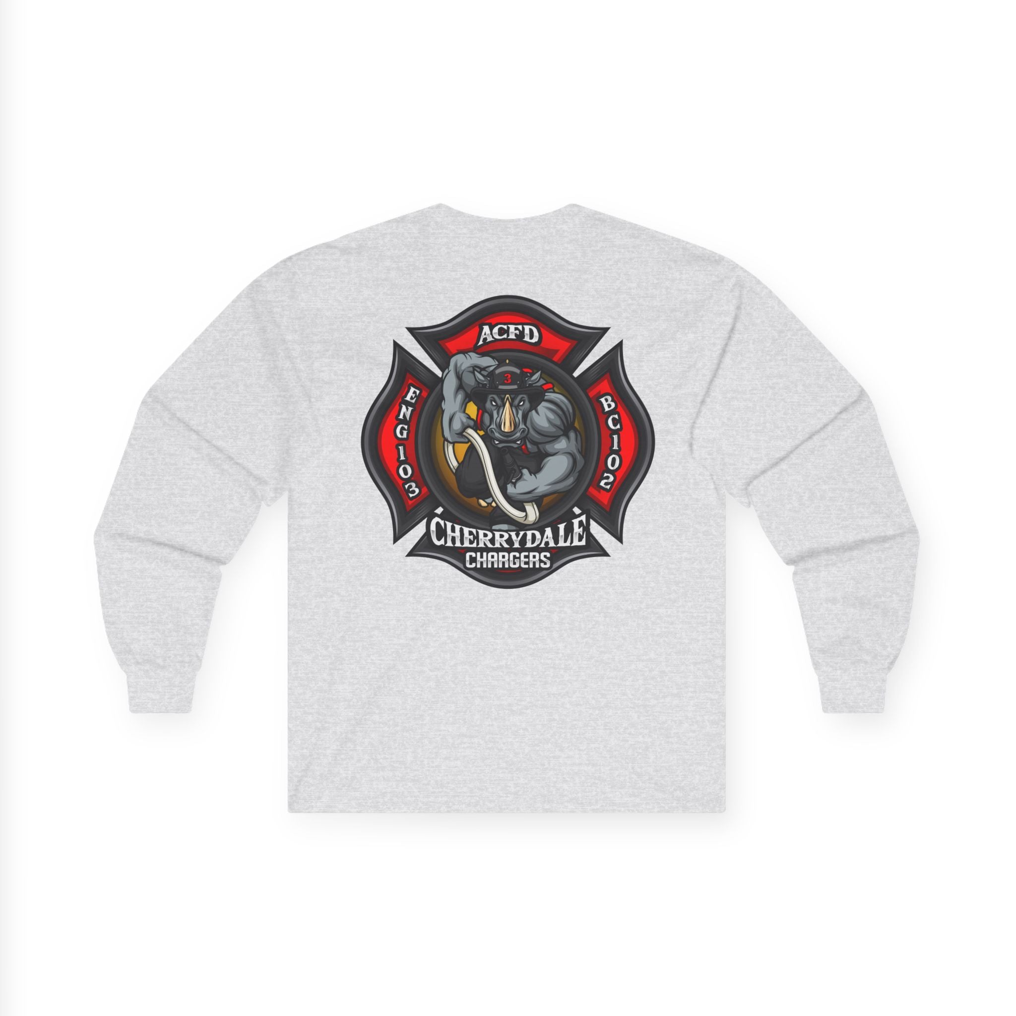 Arlington Station 3 Rhino front/back - Unisex Ultra Cotton Gildan Long Sleeve Tee