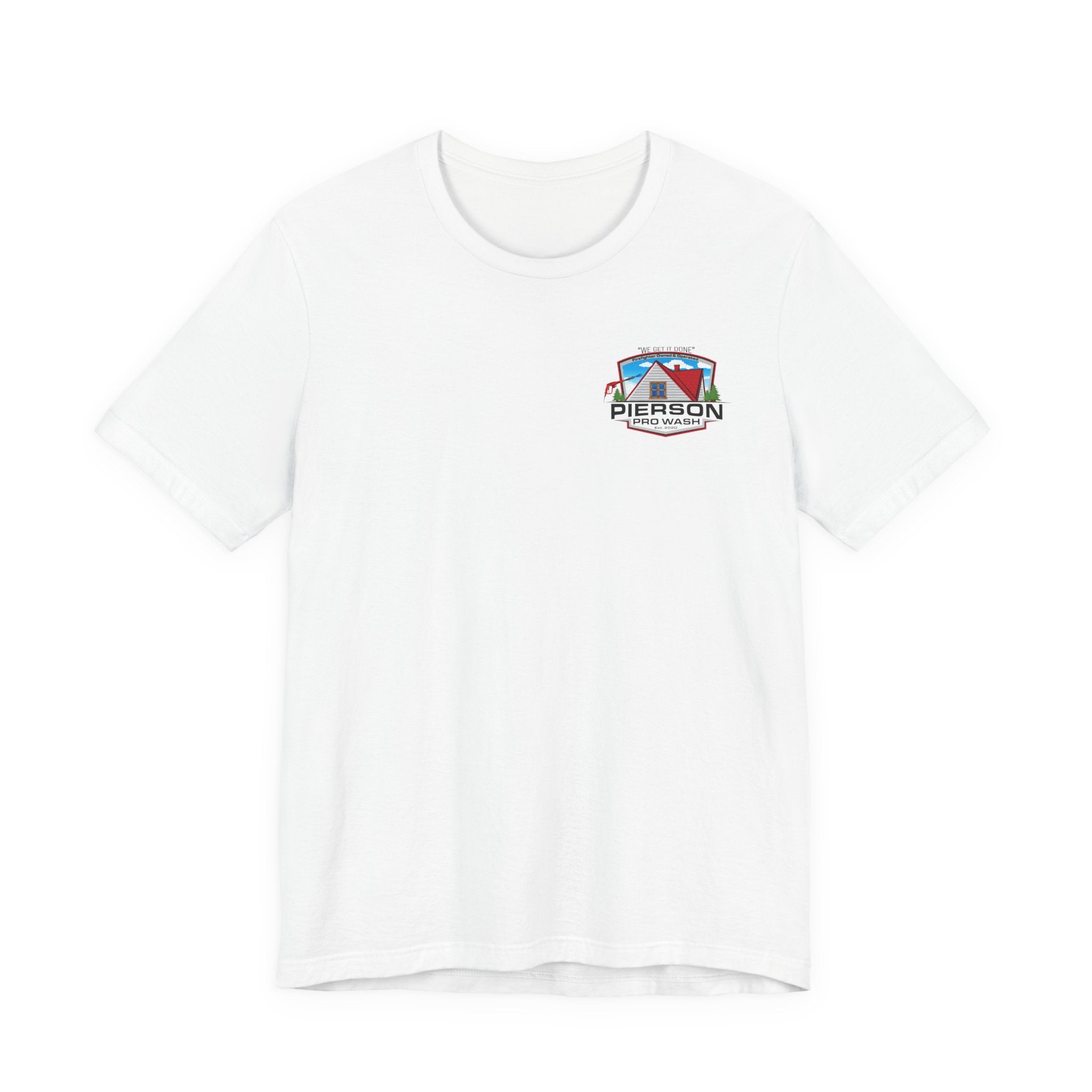 Pierson Pro Wash White Shirt Logo - Bella+Canvas Soft Unisex Tee