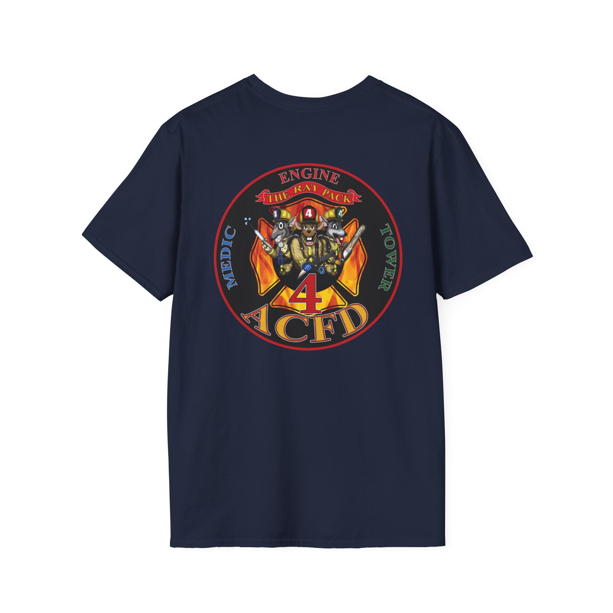 Station 4 acfd clover front/RatPack back - Gildan Soft Cotton Softstyle T-Shirt