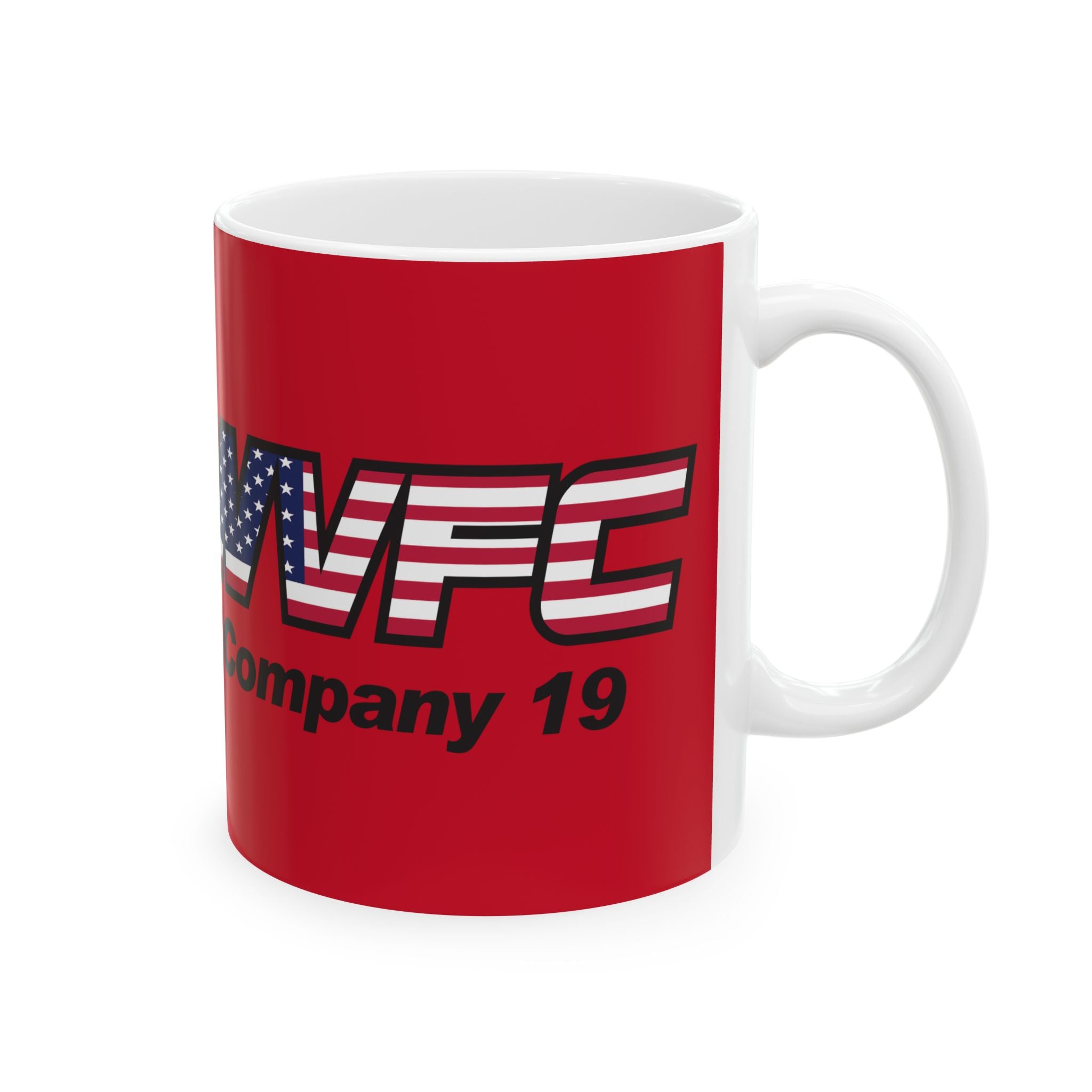 WVFC Goat Logo 2 version 2 US Flag blk- Ceramic Mug, (11oz)