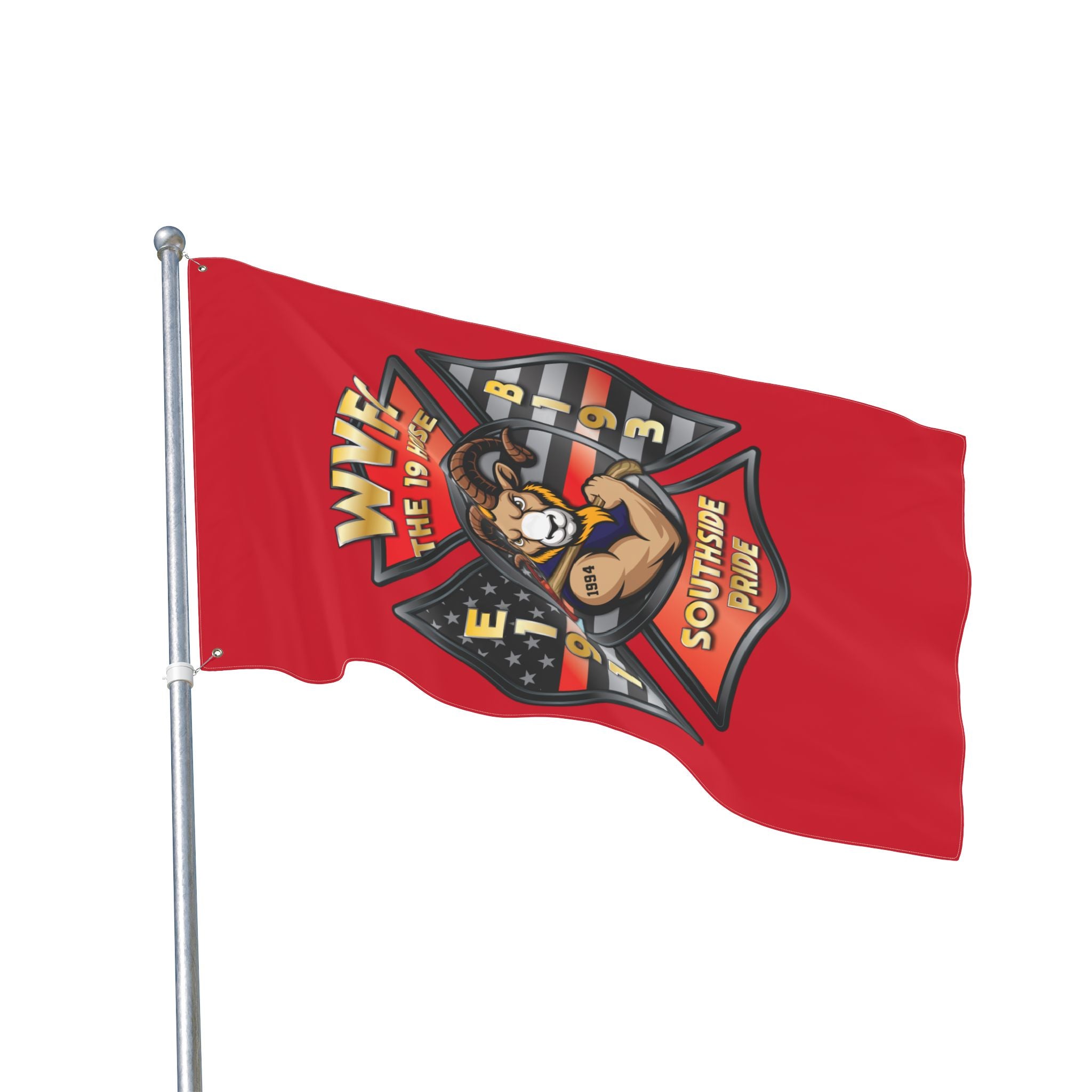WVFC Goat Vertical - Red Double Sided Flag