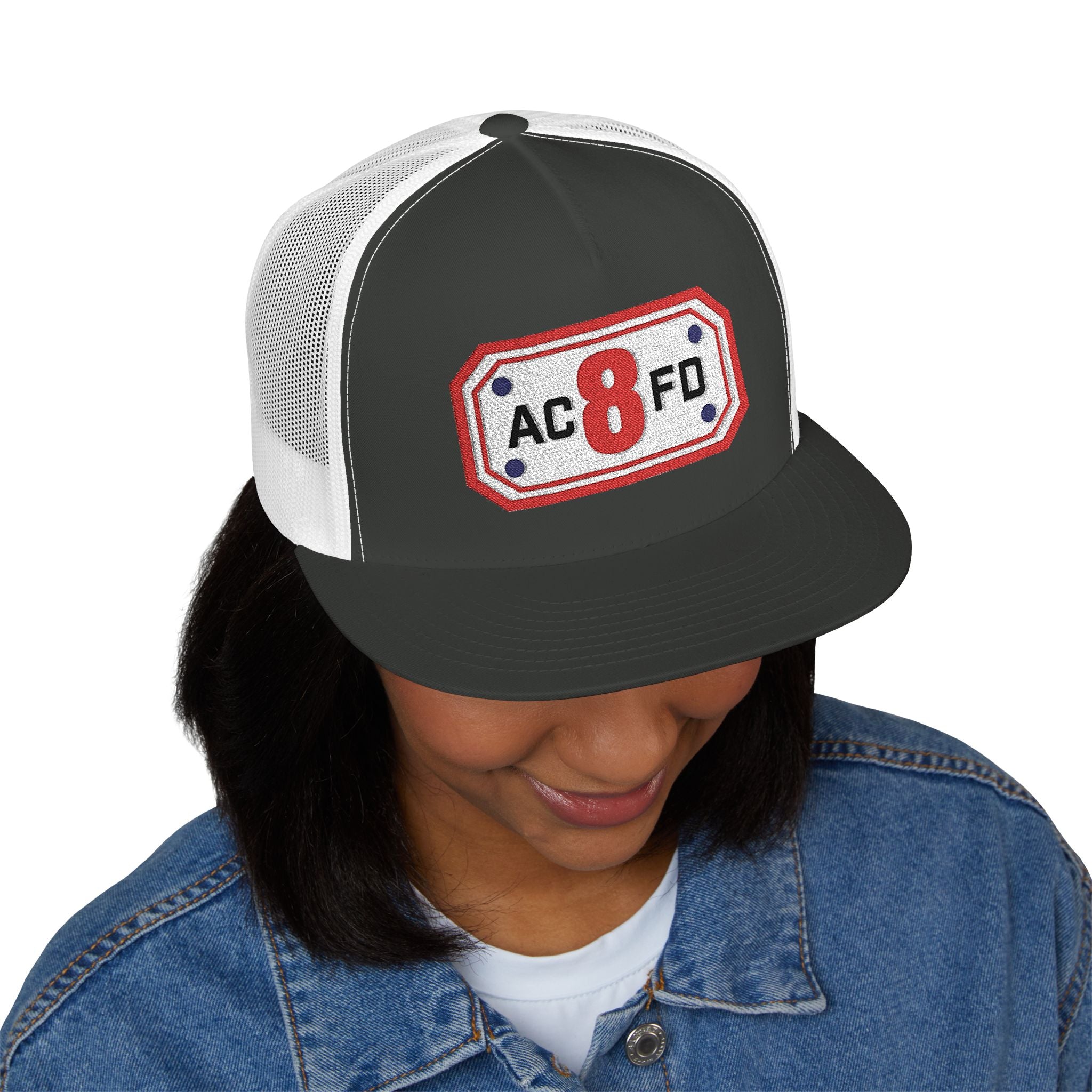 Arlington Engine 8 (requested different style hat) - 5 Panel Trucker Cap (Embroidery)