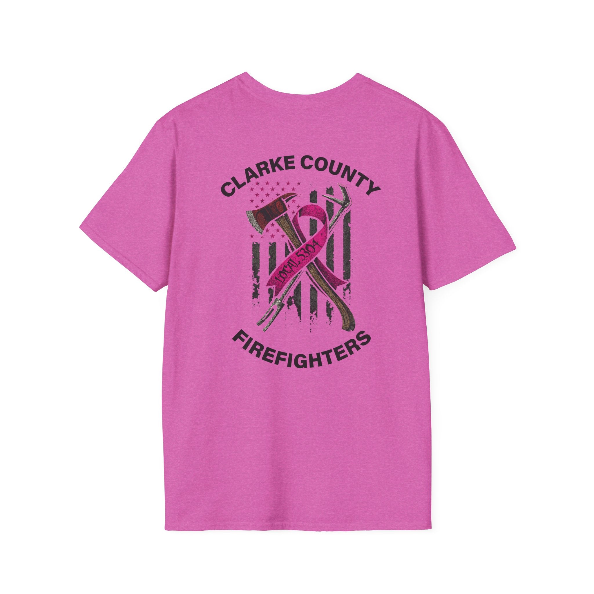 Clarke County Fire Breast Cancer (Portion of Proceeds go to Local 5304) - Gildan Soft Cotton Softstyle T-Shirt