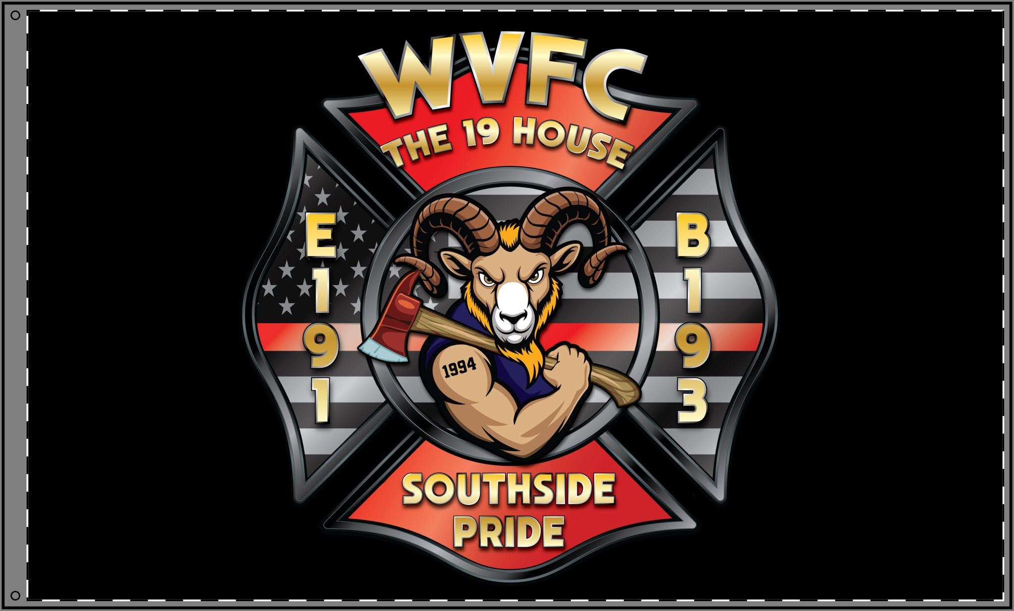 WVFC Goat - Black Double Sided Flag