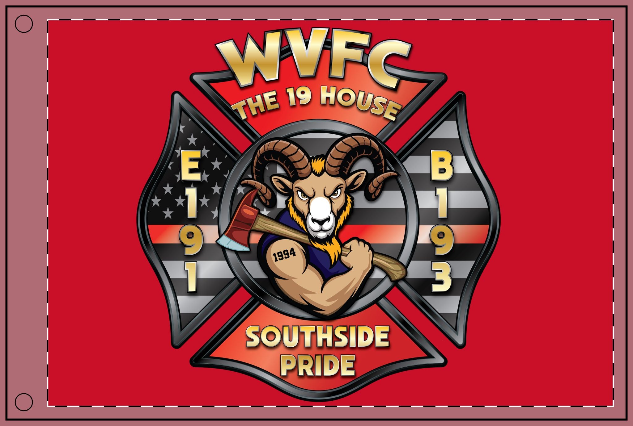 WVFC Goat - Red Double Sided Flag