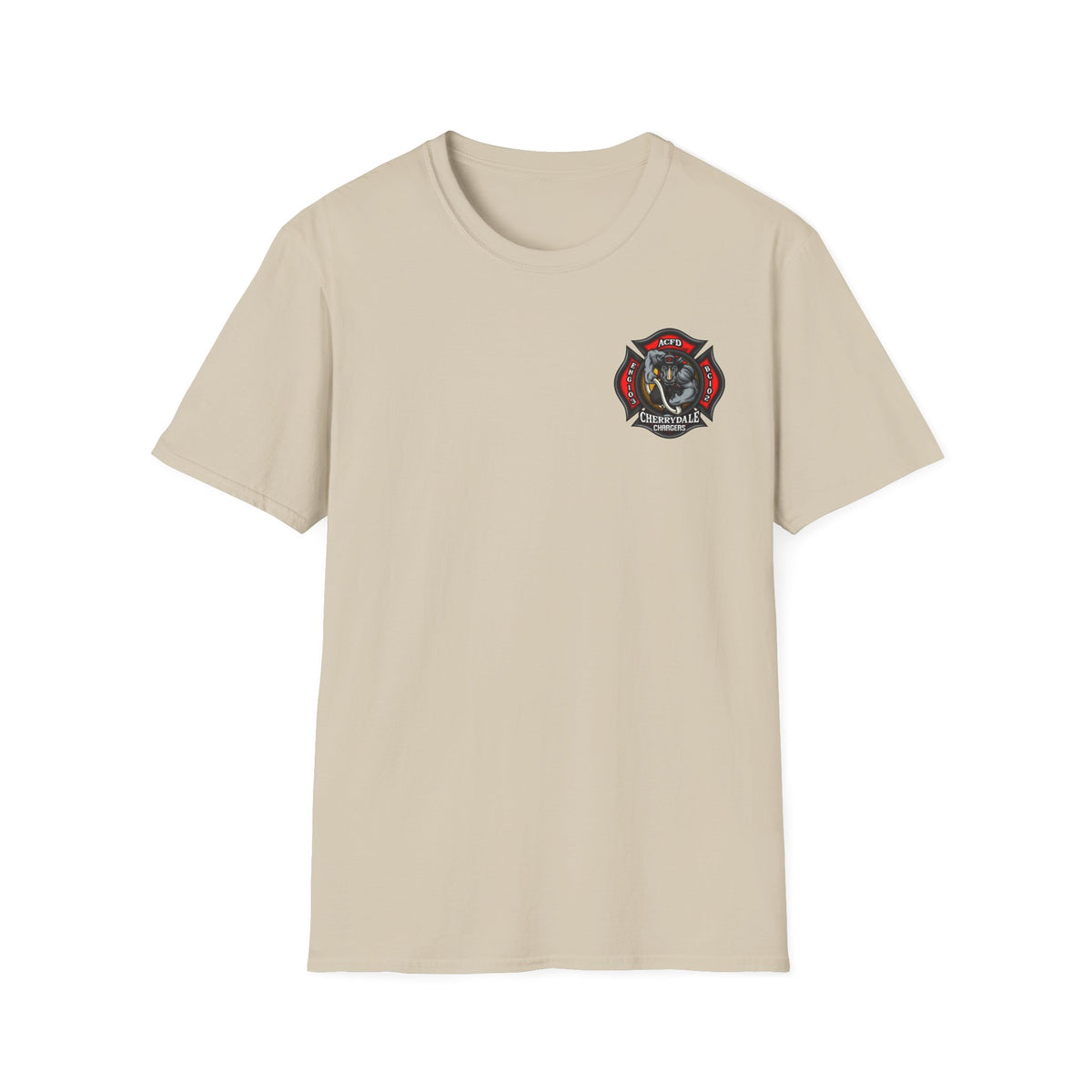 Station 3 Rhino Logo Firefighter Back - Gildan Soft Cotton Softstyle T-Shirt