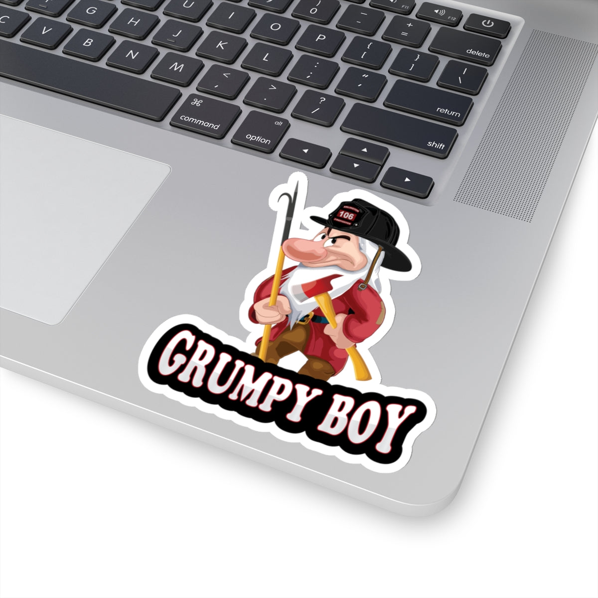 Grumpy Boy Firefighter Kiss-Cut Stickers