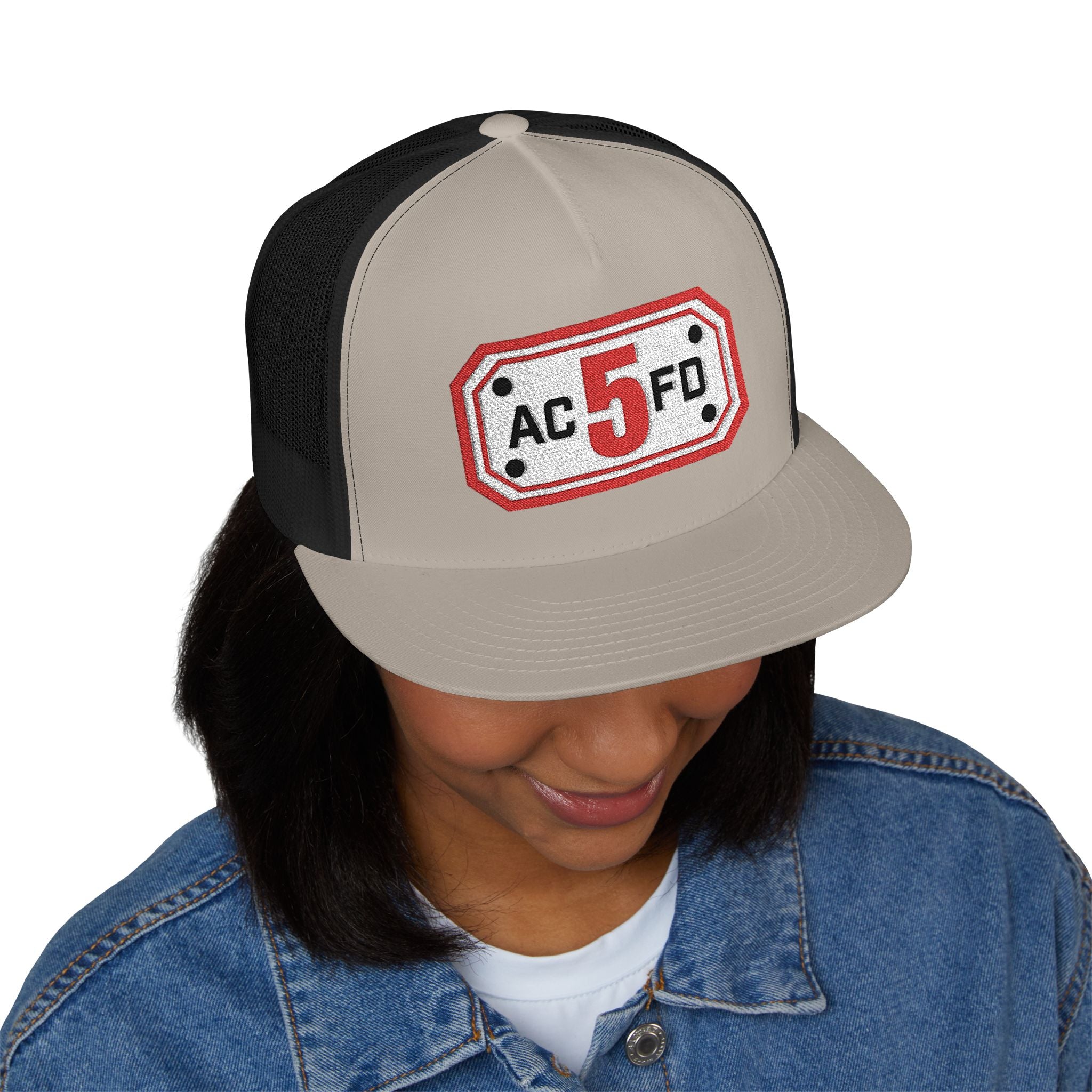 Arlington Engine 5 (requested different style hat) - 5 Panel Trucker Cap (Embroidery)