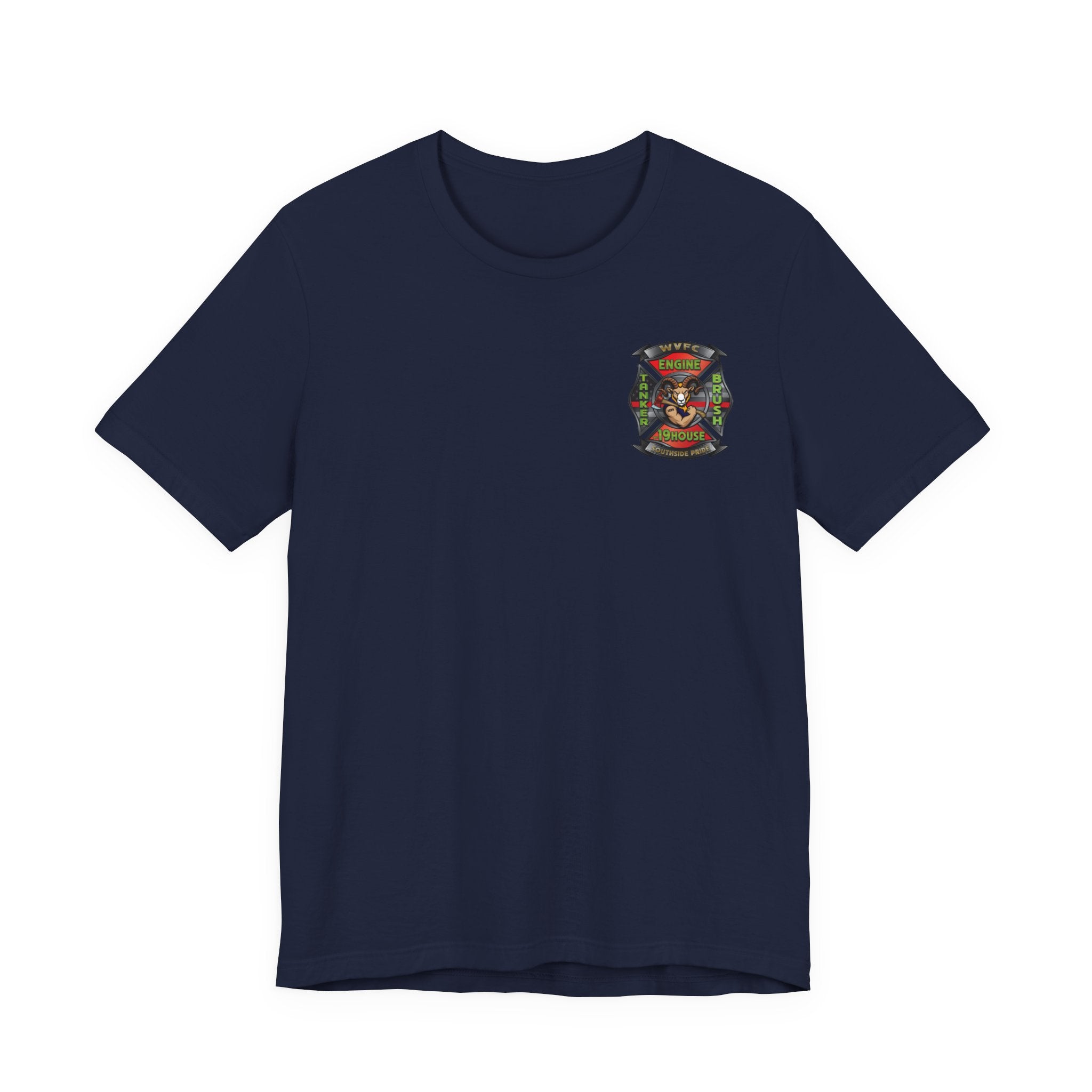 WVFC Goat Logo 2 Version 2 US Flag - Unisex Jersey Short Sleeve Tee