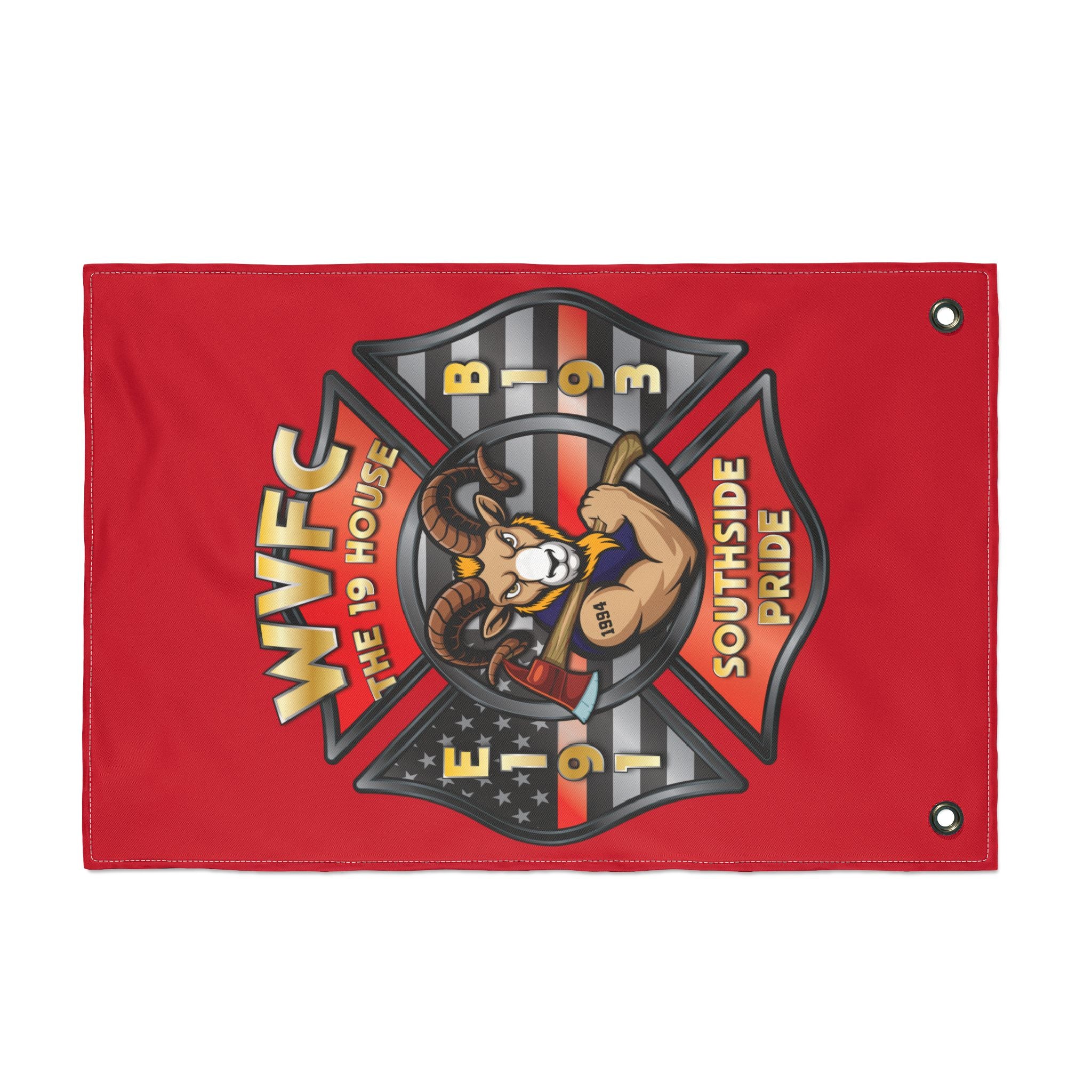 WVFC Goat Vertical - Red Double Sided Flag