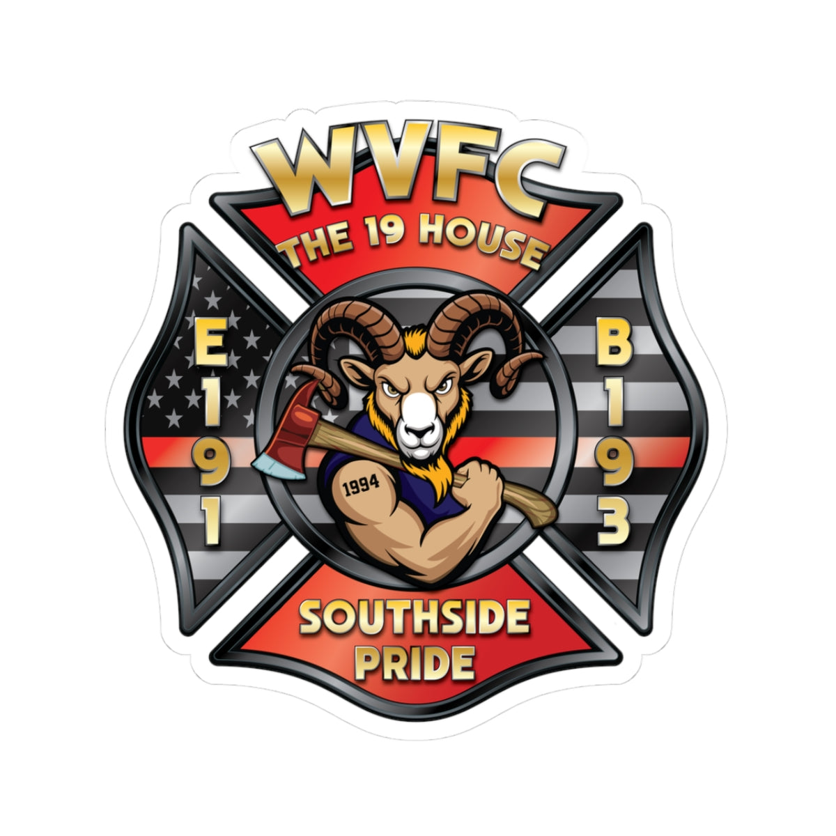 WVFC Goat Logo 1 - Kiss-Cut Stickers