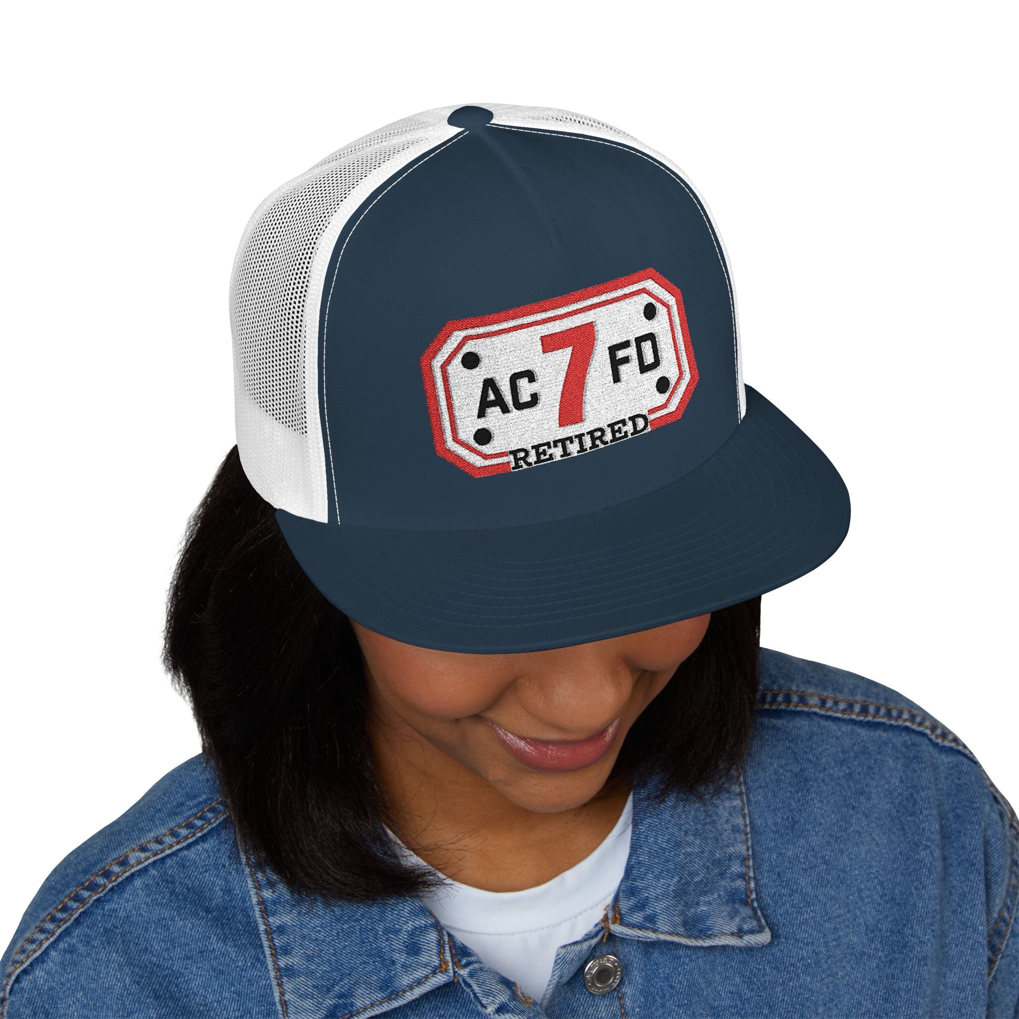 Retired Arlington Engine 7 - 5 Panel Trucker Cap (Embroidery)