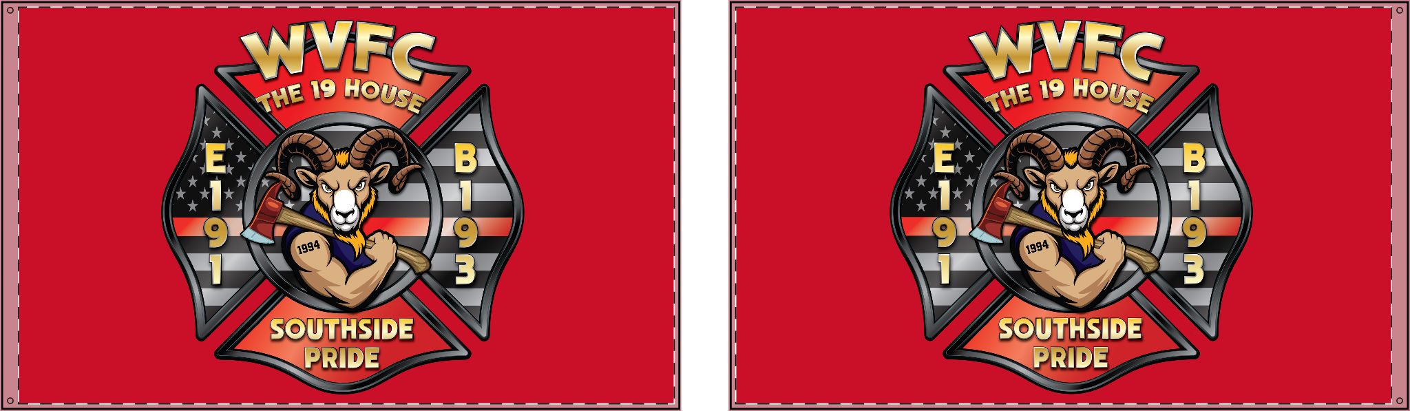 WVFC Goat - Red Double Sided Flag