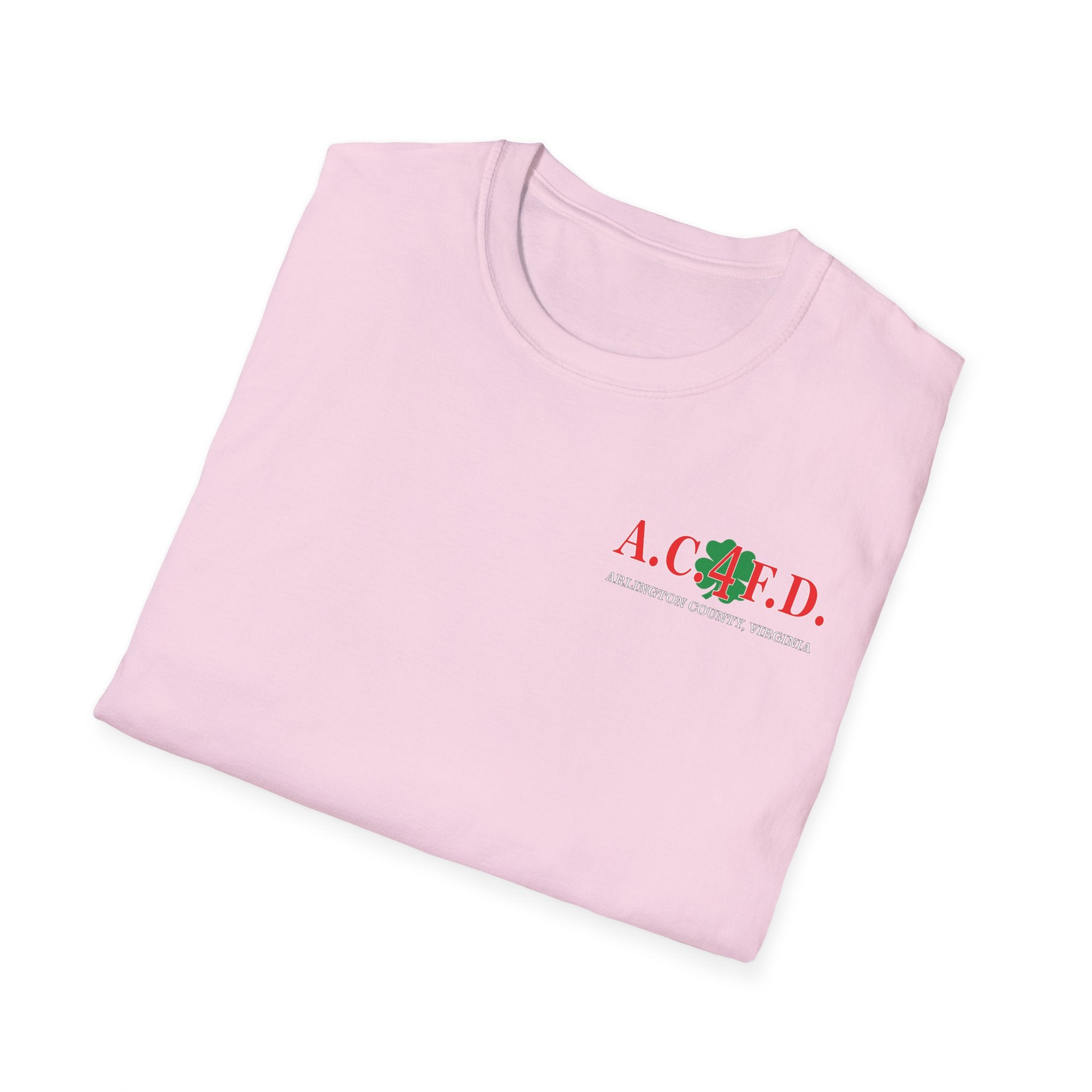 Station 4 acfd clover front/RatPack back - Gildan Soft Cotton Softstyle T-Shirt