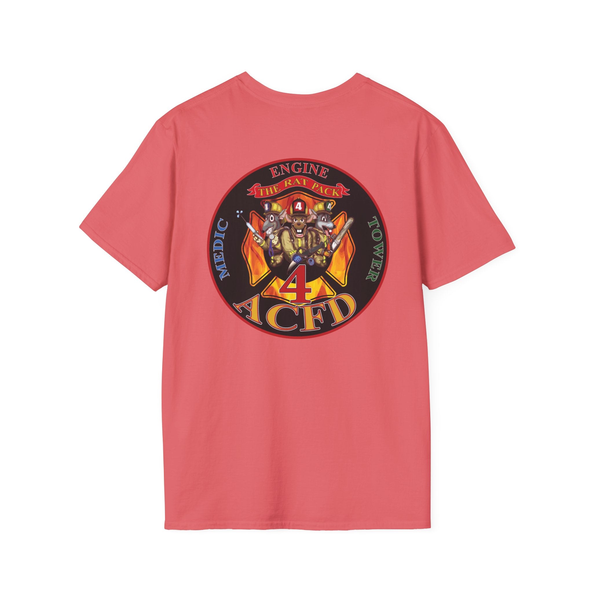 Station 4 acfd clover front/RatPack back - Gildan Soft Cotton Softstyle T-Shirt