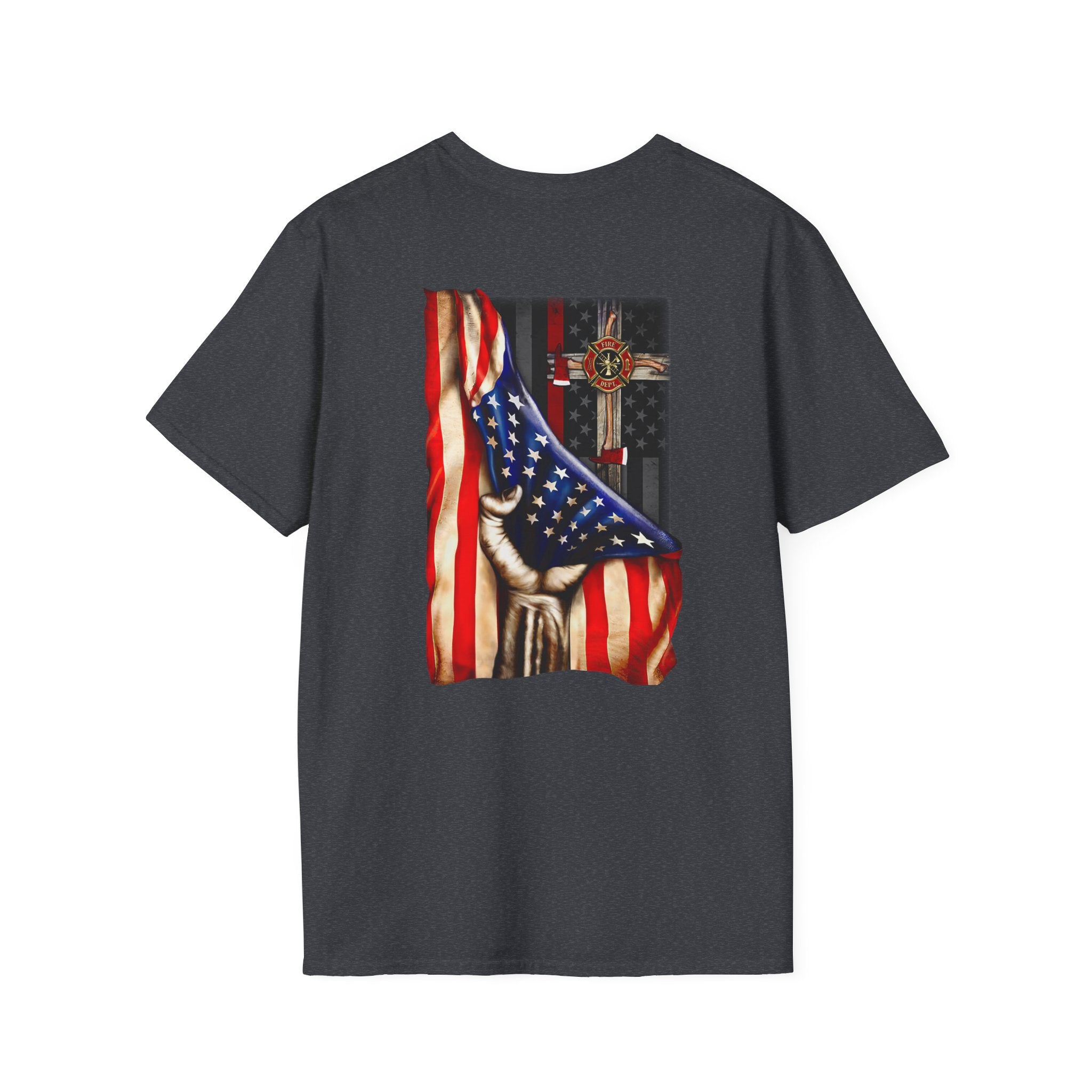 Firefighter US Flag Christian - Unisex Softstyle T-Shirt