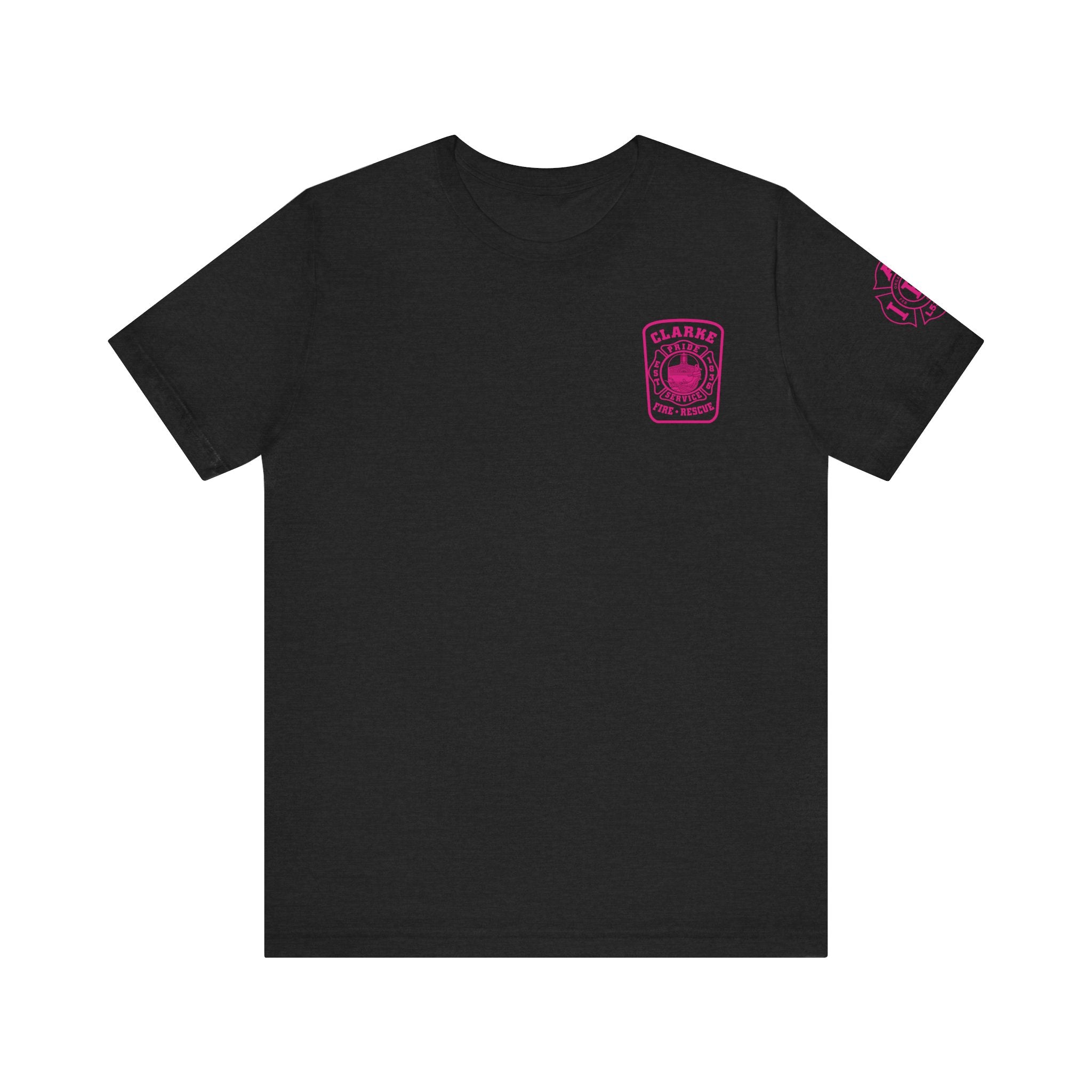 Clarke County Patch Fire Breast Cancer Dark Shirt (Portion of Proceeds go to Local 5304) - Bella+Canvas Soft Jersey Cotton Unisex Tee